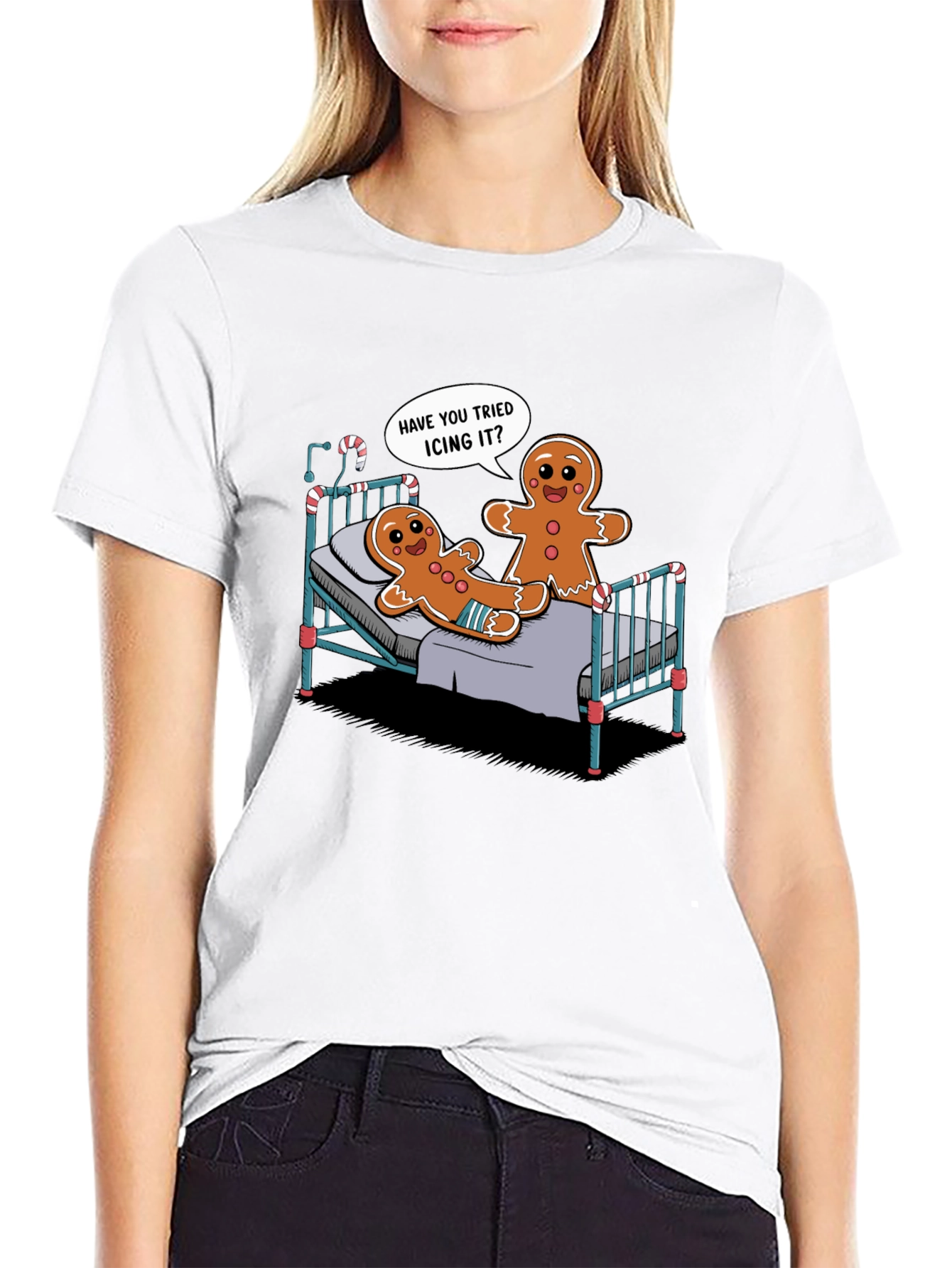 Black Funny Gingerbread Icing T-Shirt view 9