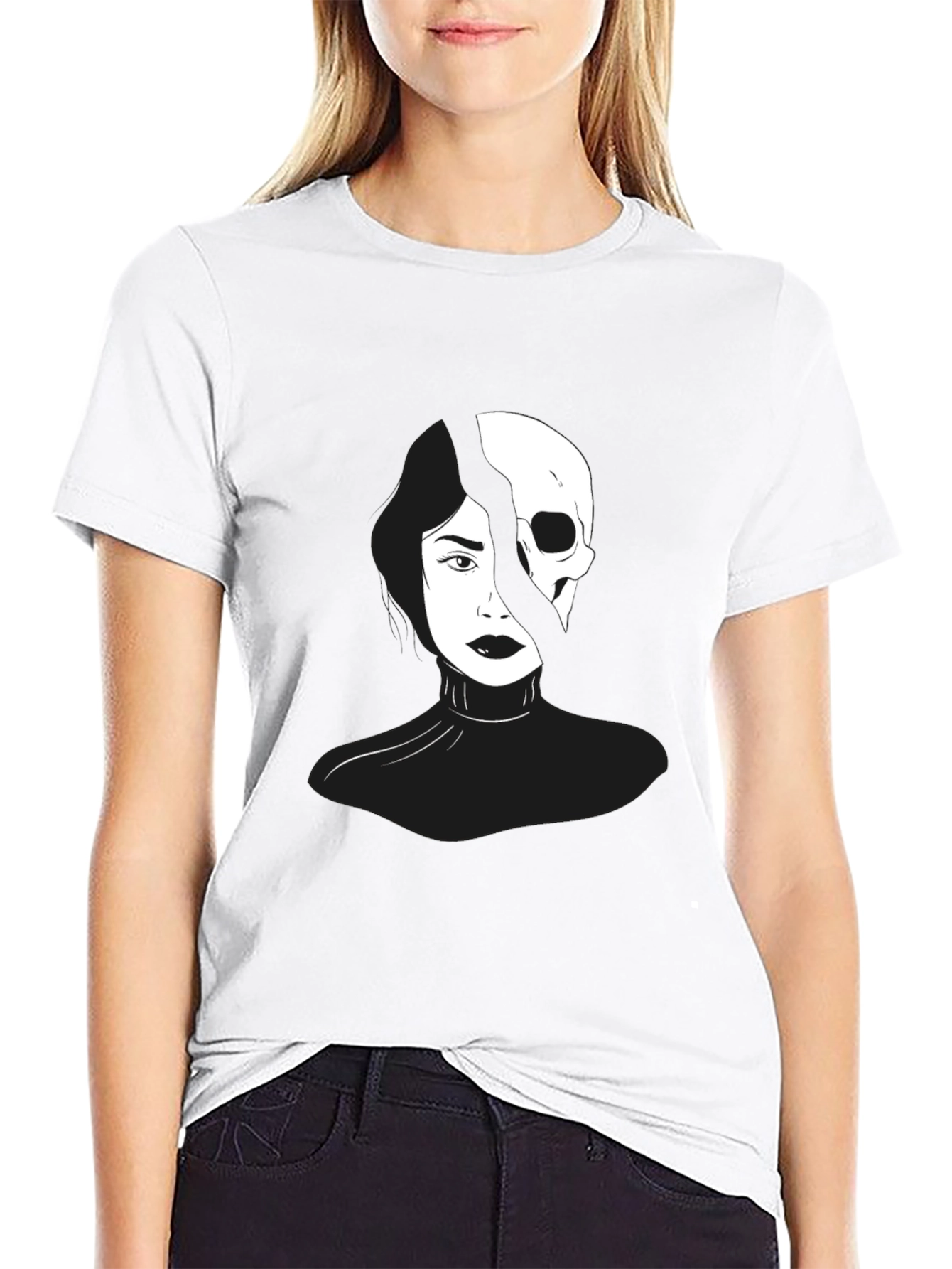 Black Split Face Graphic T-Shirt view 9