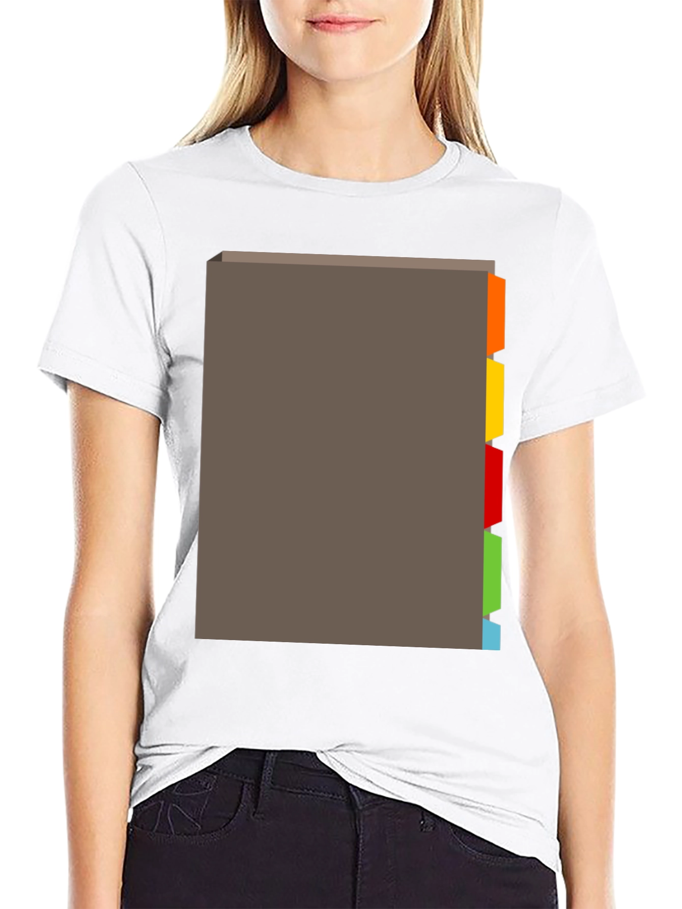 Black Black T-Shirt with Tabbed Book Design view 9