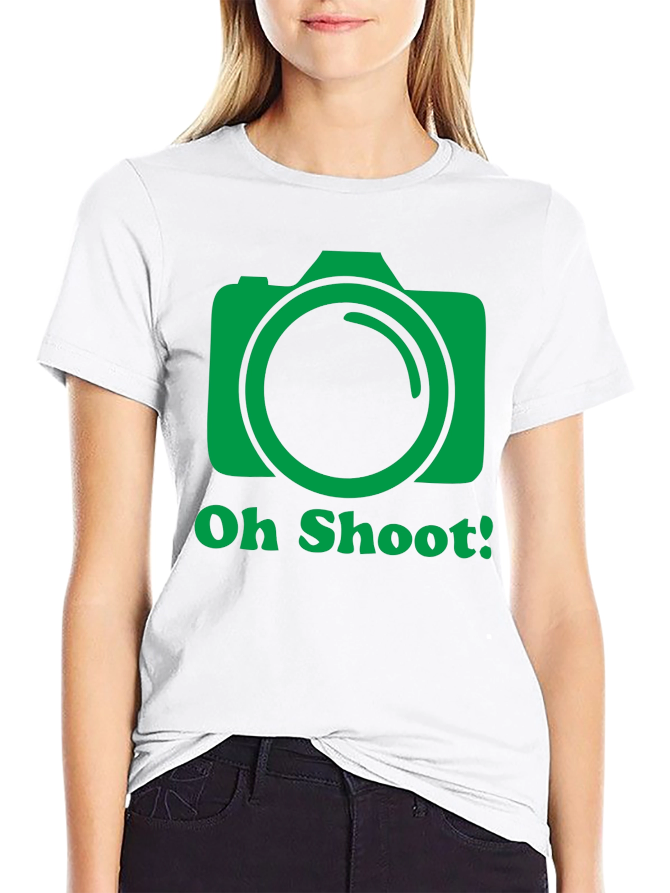 Black Oh Shoot Camera Graphic T-Shirt - Photographer Tee view 9