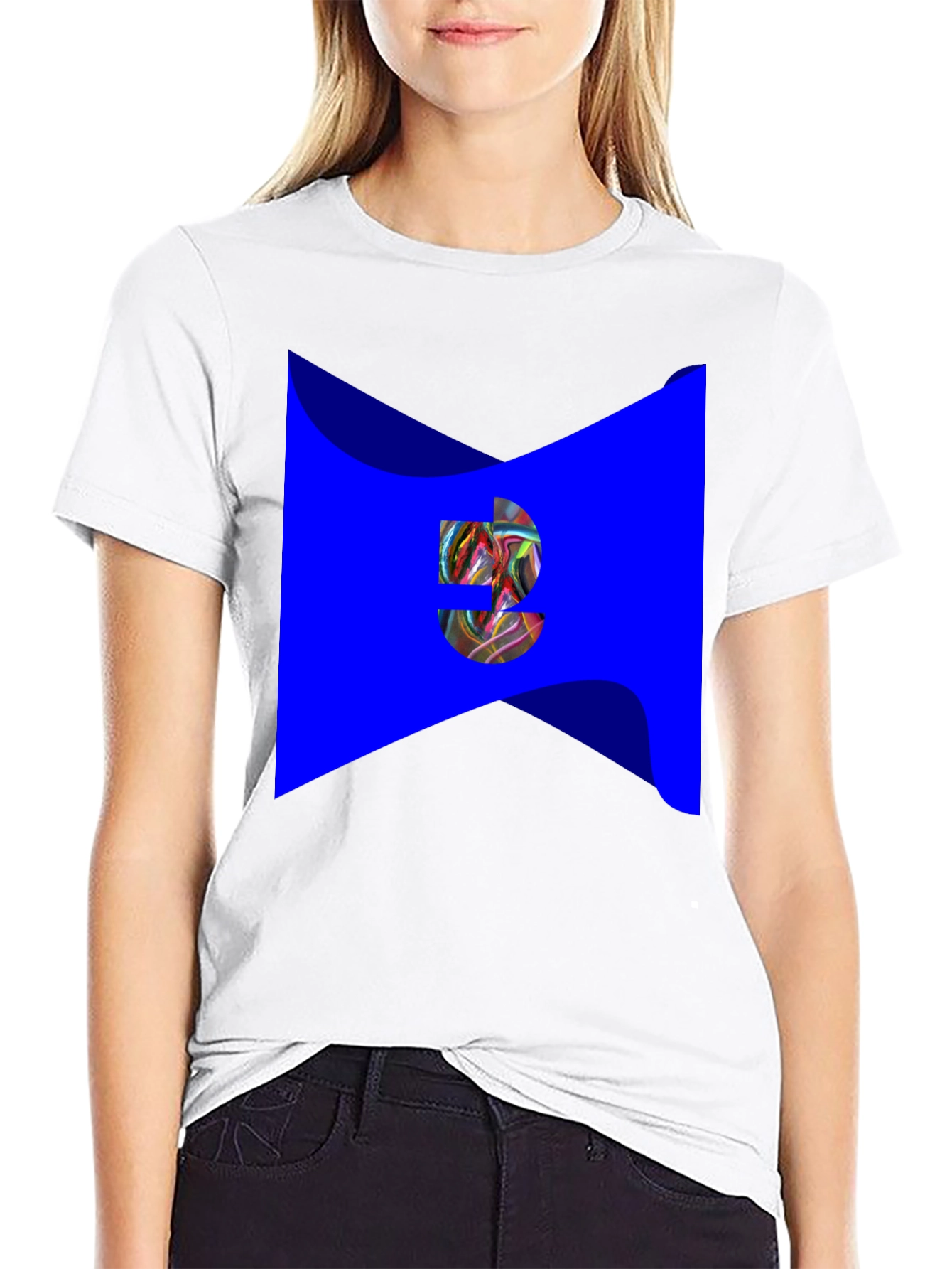 Black Abstract Graphic Print Black T-Shirt view 9