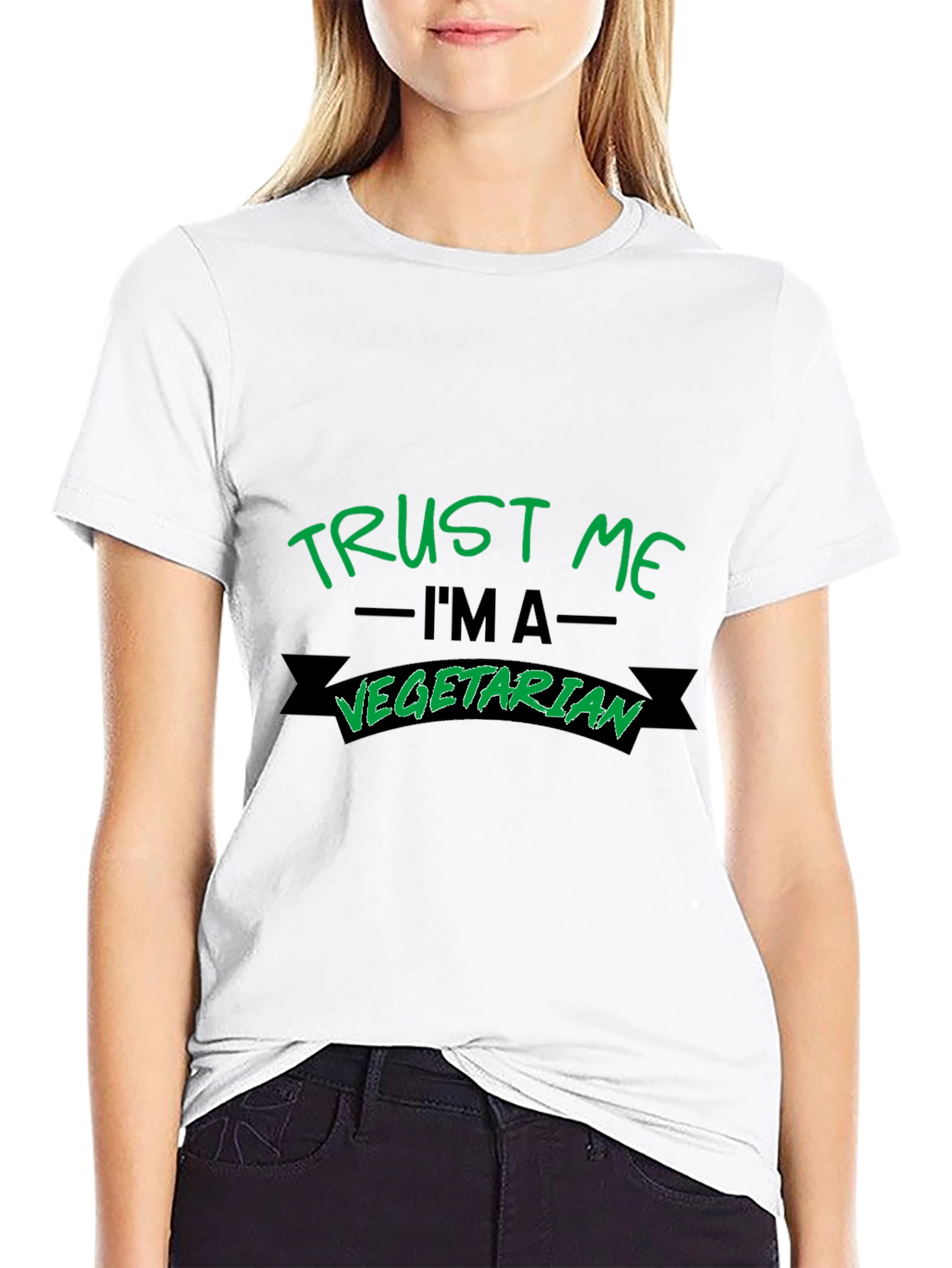 Black Trust Me I'm a Vegetarian Black T-Shirt view 9