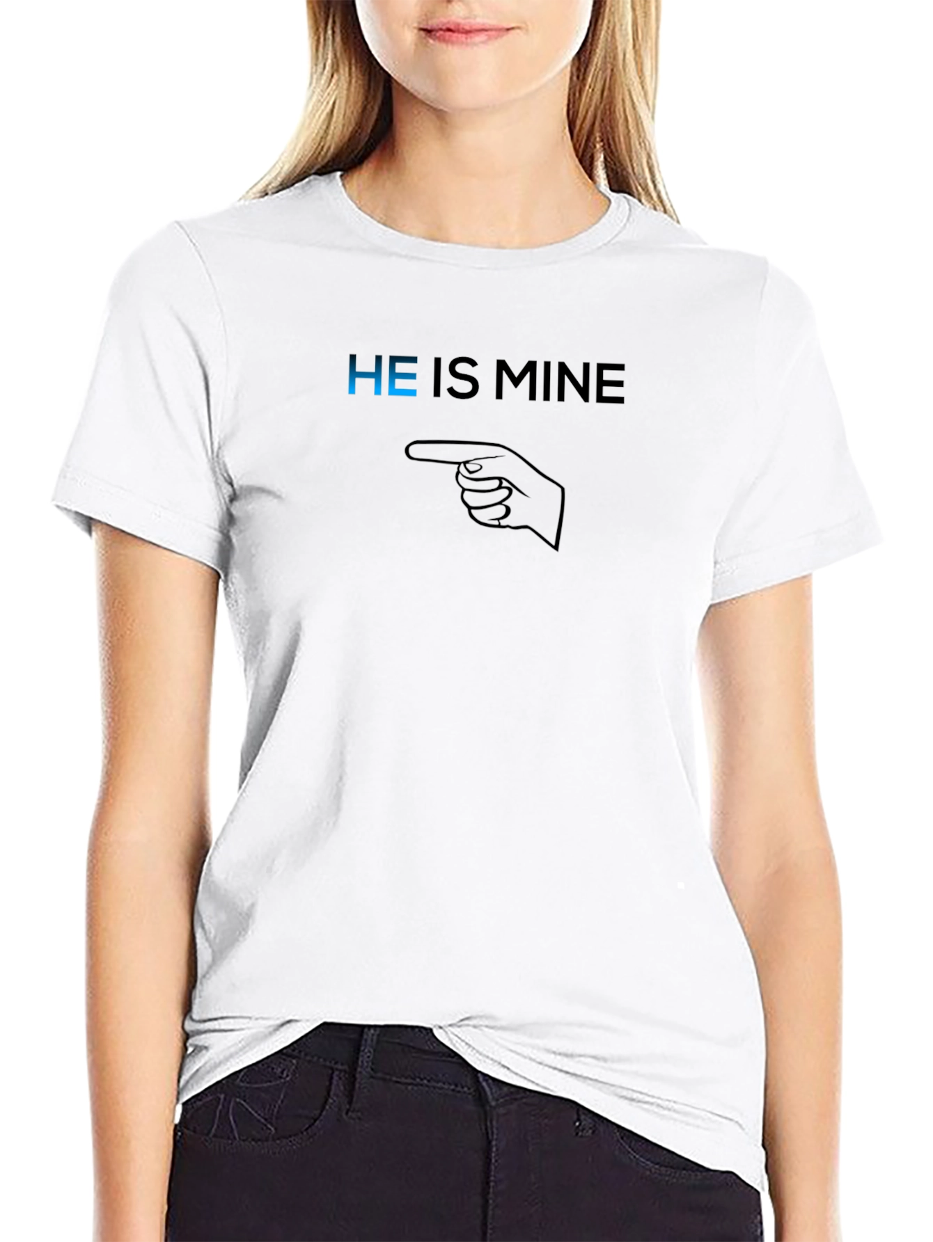 Black He is Mine T-Shirt - Novelty Graphic Tee view 9
