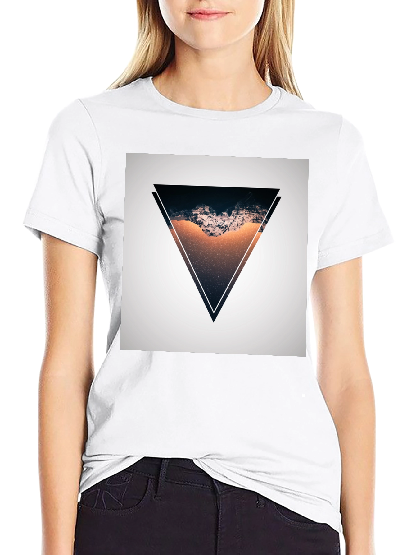 Black Geometric Triangle Graphic T-Shirt - Modern Design view 9