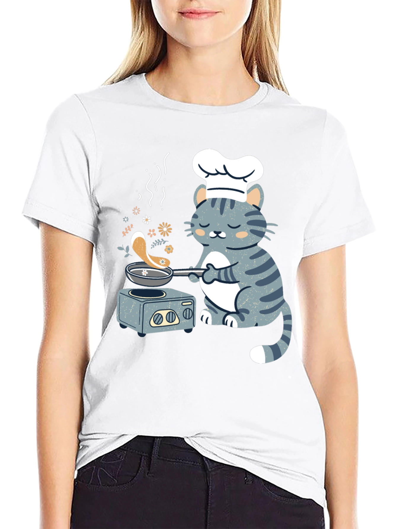 Black Chef Cat T-Shirt - Funny Cooking Kitten Tee view 9
