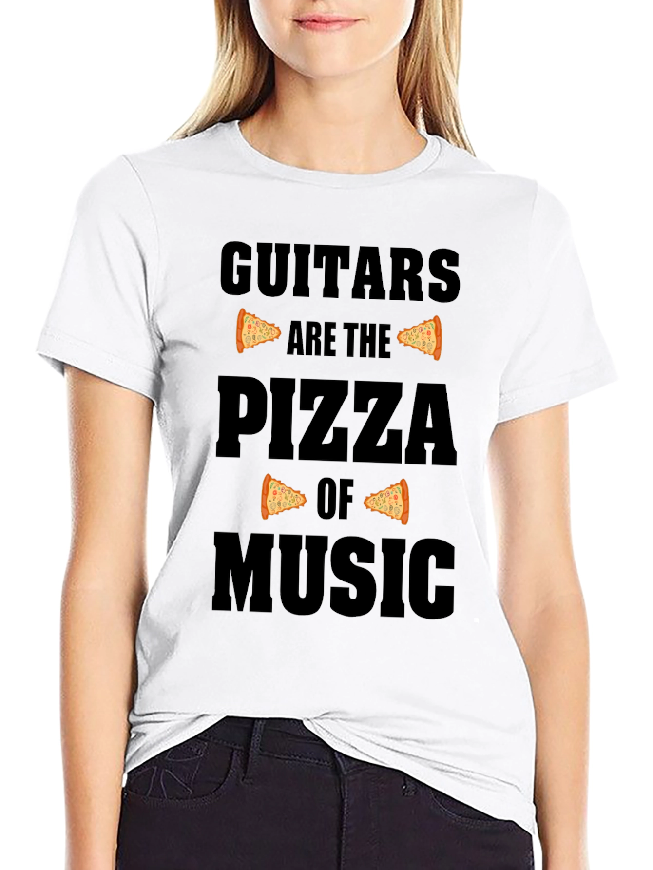 Black Guitars are the Pizza of Music Black T-Shirt view 9