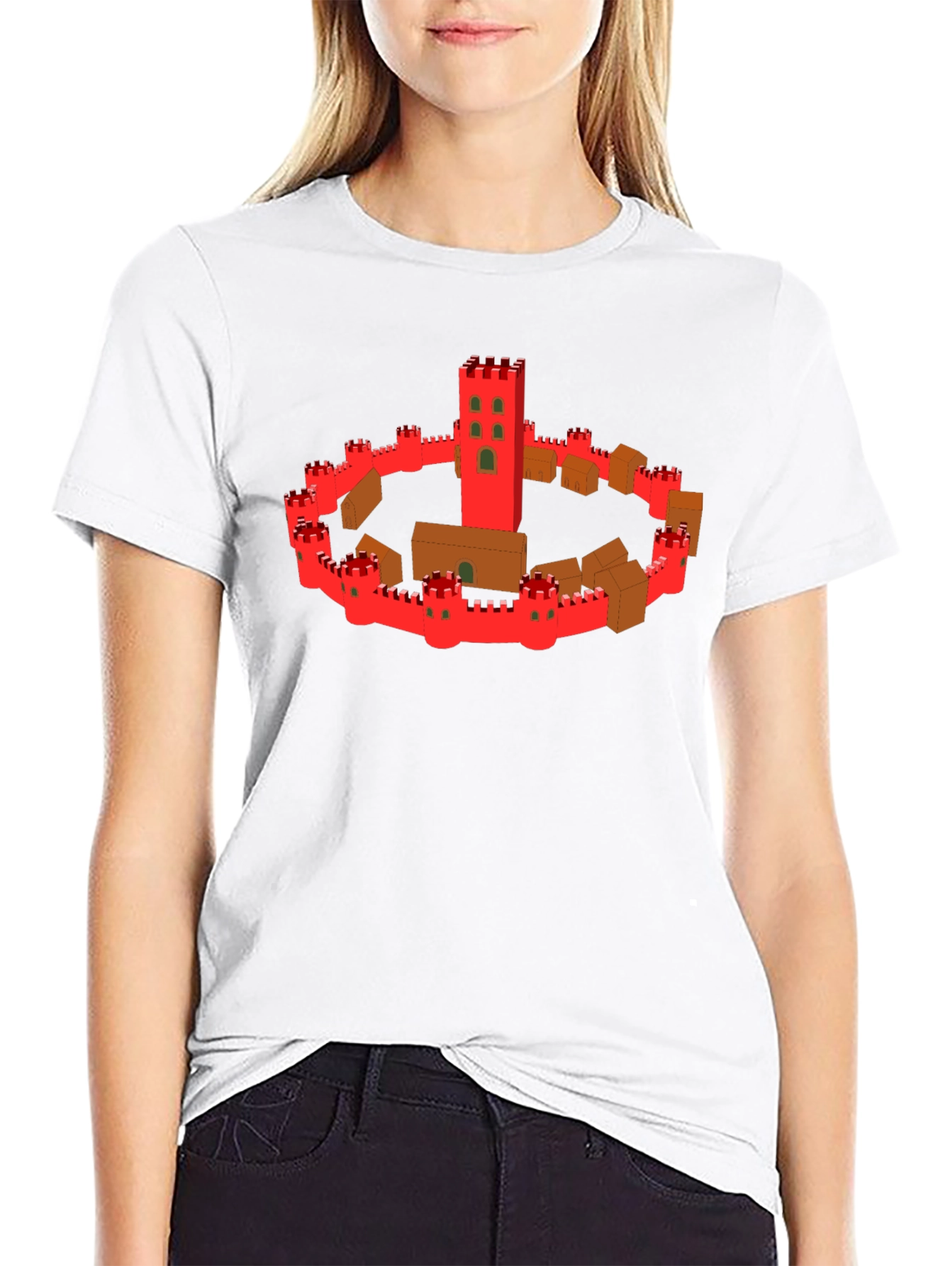 Black Medieval Castle Graphic Tee - Black Cotton T-Shirt view 9