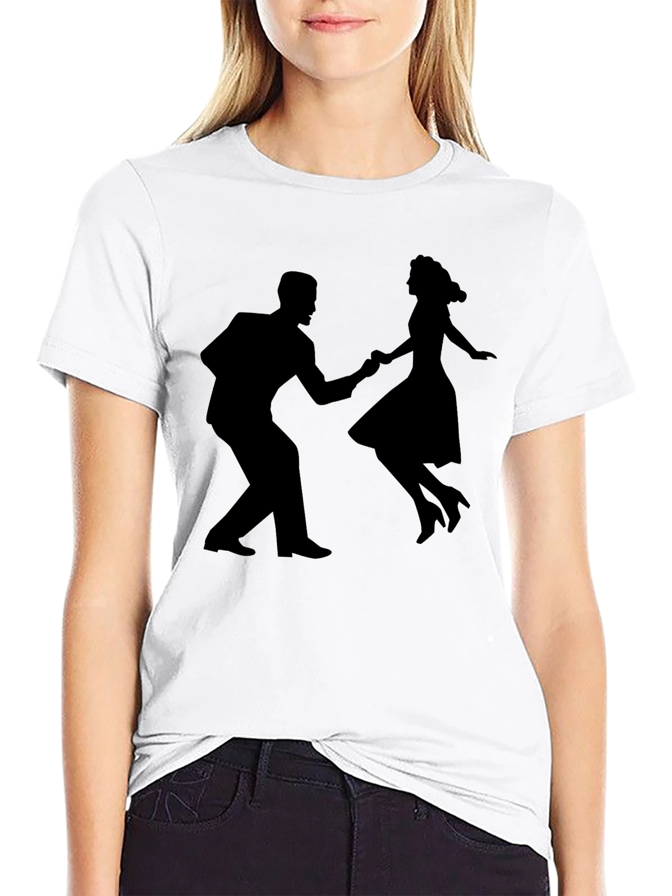 Black Retro Dance T-Shirt - Swing Style Graphic Tee view 9