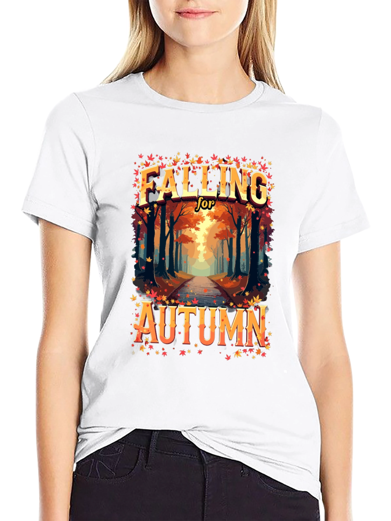 Black Falling for Autumn T-Shirt view 9