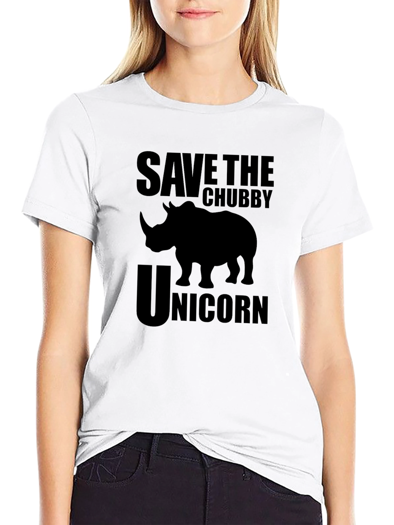 Black Save the Chubby Unicorn T-Shirt view 9