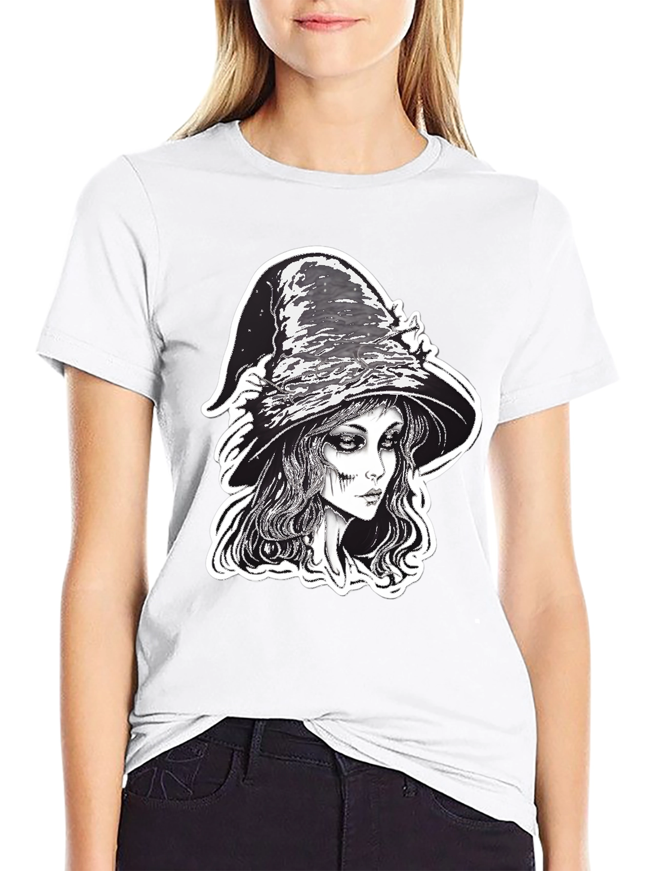 Black Witch Graphic Tee - Black Halloween Shirt view 9