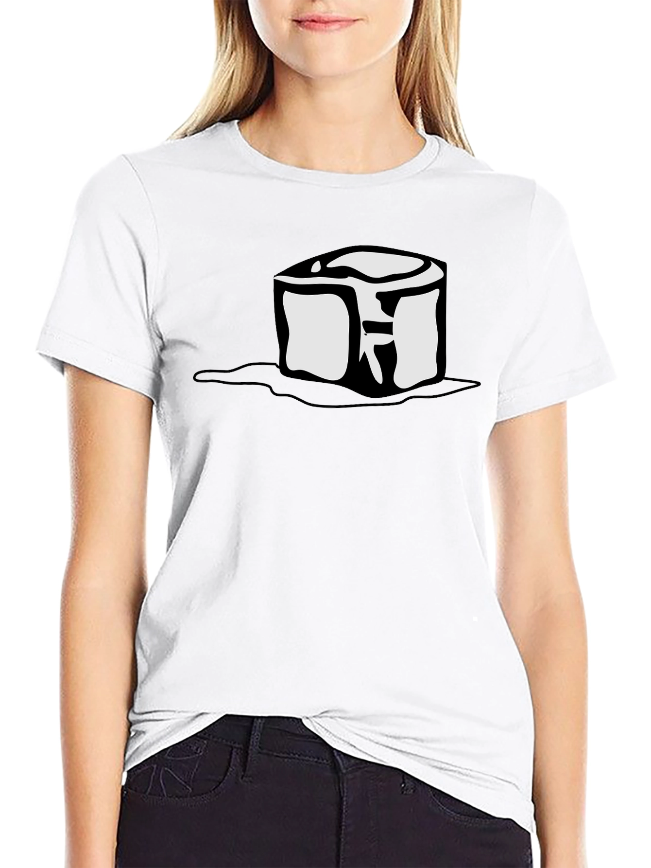Black Cool Graphic Tee - Ice Cube Melting Design view 9