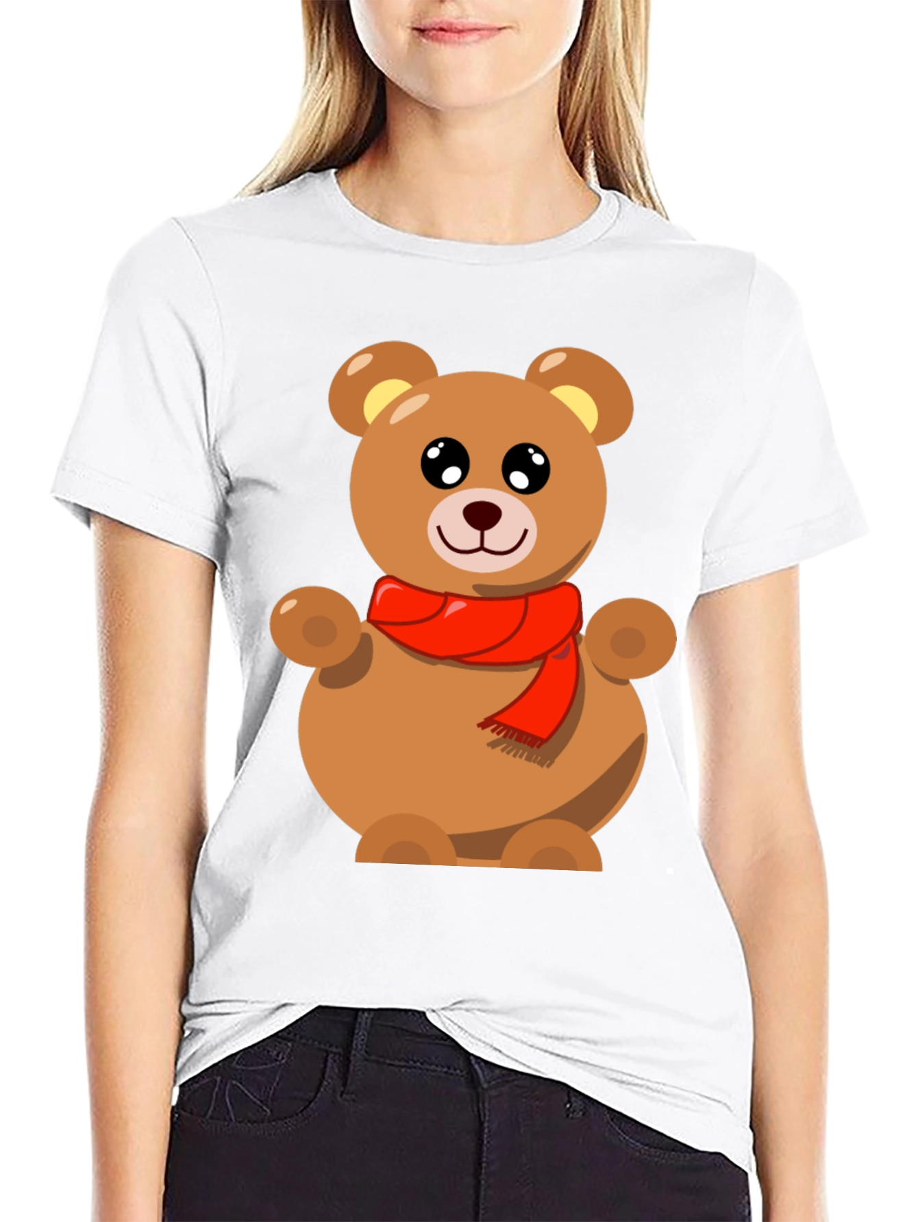 Black Cute Teddy Bear Graphic Tee - Black view 9