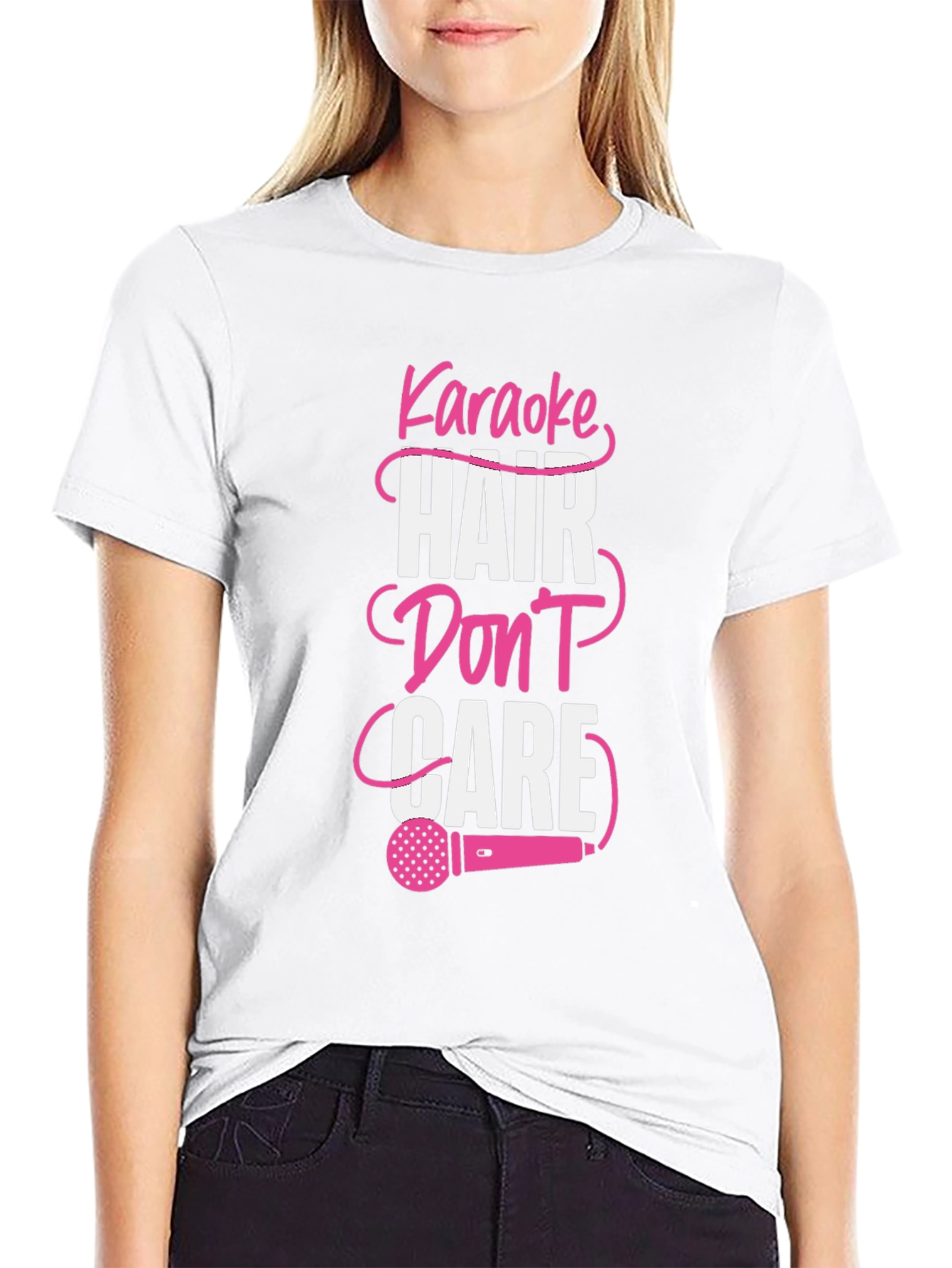 Black Karaoke Hair Don't Care Graphic Tee view 9