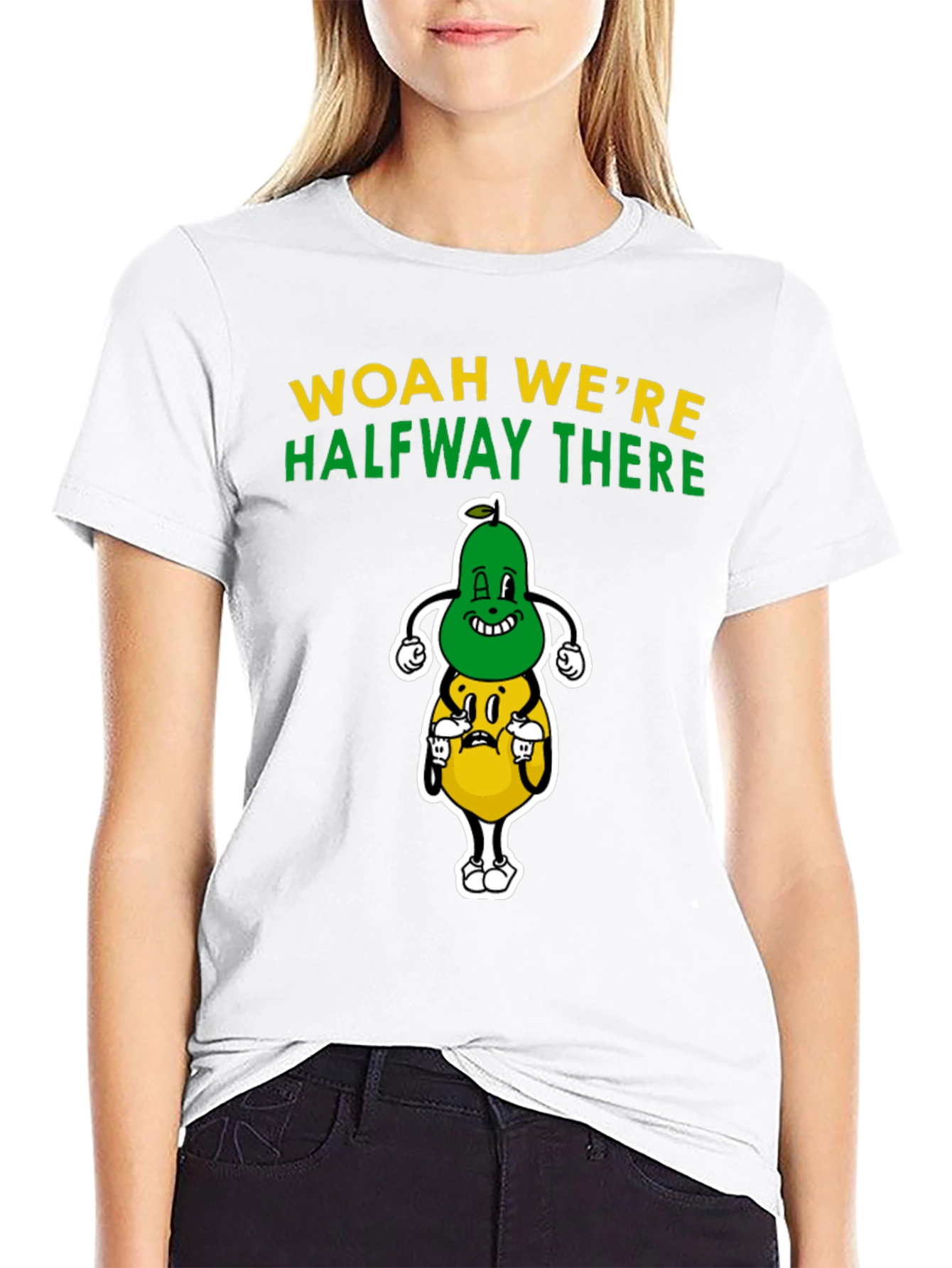 Black Woah We're Halveway There Cartoon Graphic T-Shirt view 9