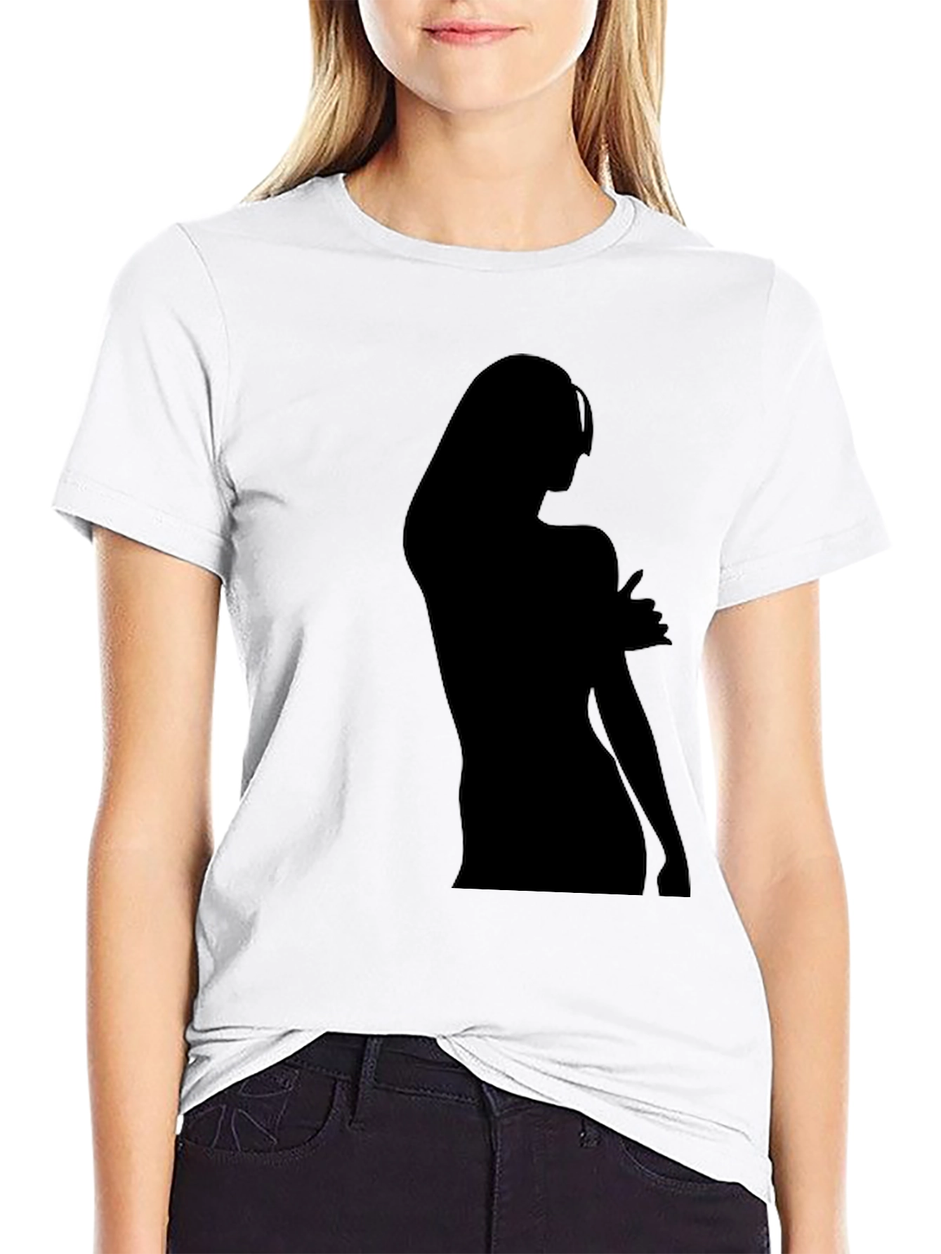 Black Silhouette Graphic Tee - Black Cotton Blend view 9