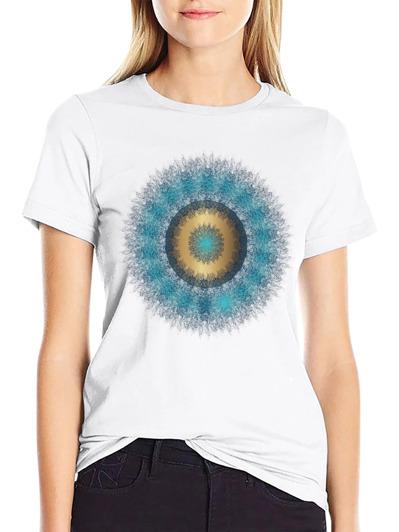 Black Cosmic Mandala Graphic T-Shirt - Black view 9