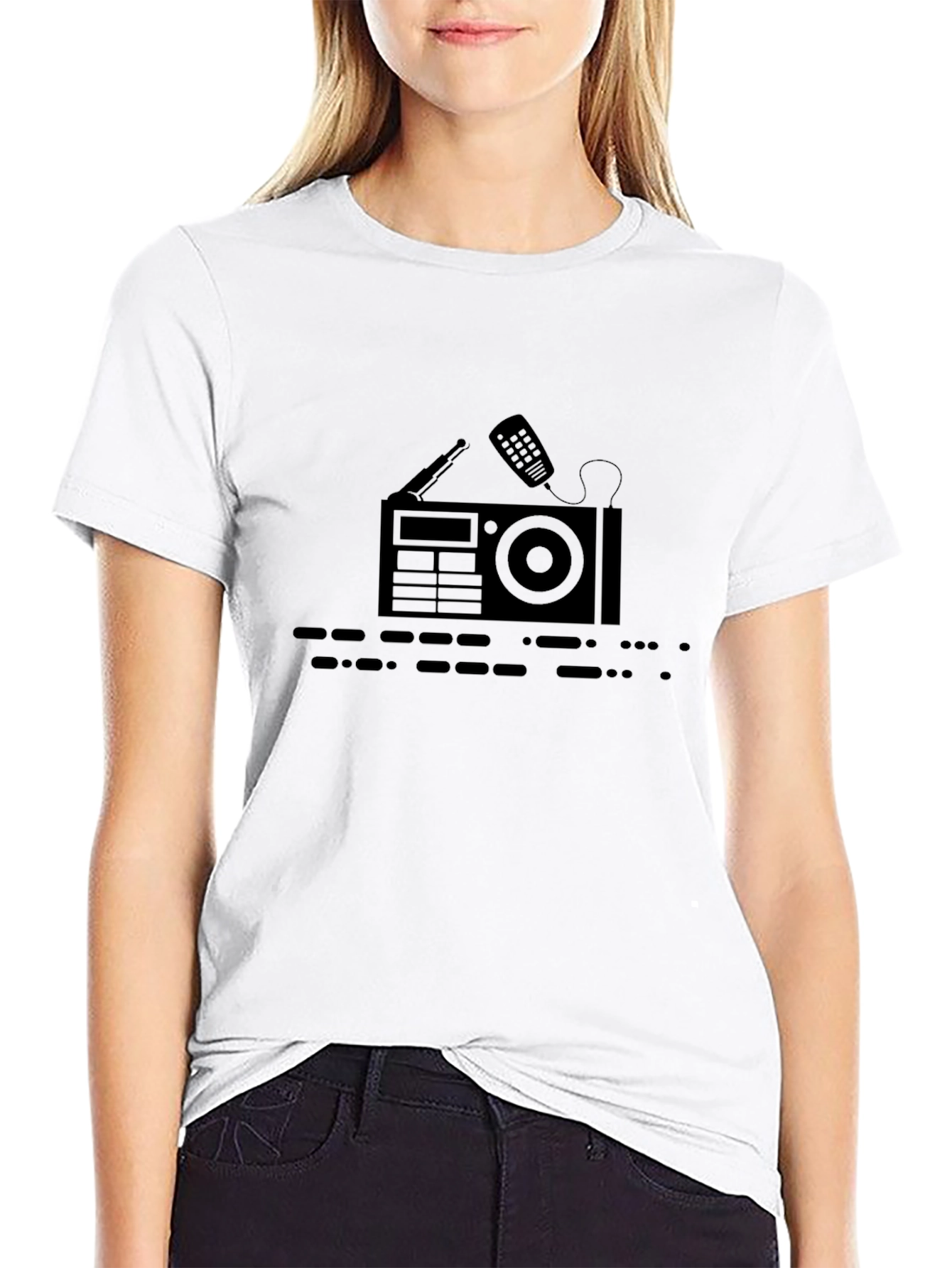 Black Retro Radio Graphic Tee - Classic Style view 9