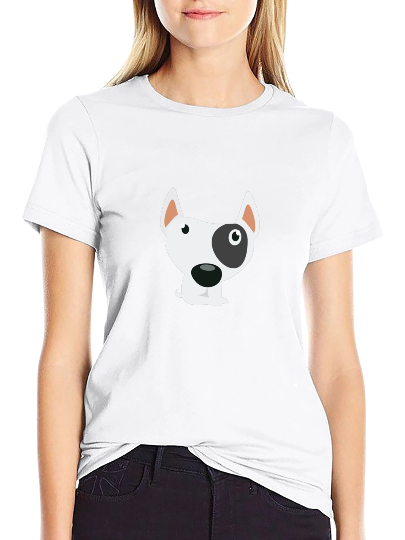 Black Cartoon Dog Graphic Black T-Shirt view 9