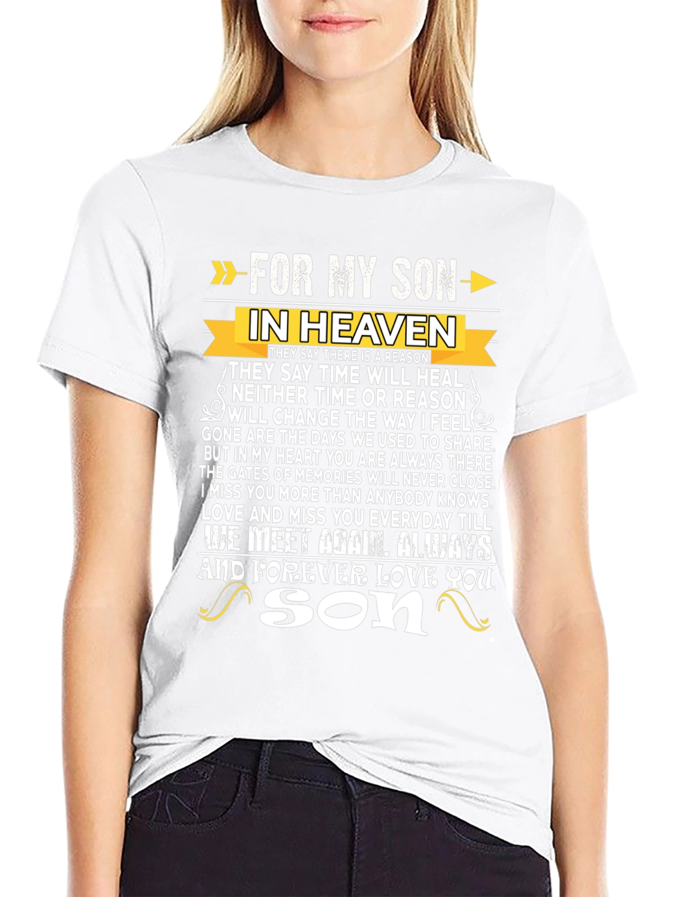 Black For My Son In Heaven Memorial T-Shirt view 9