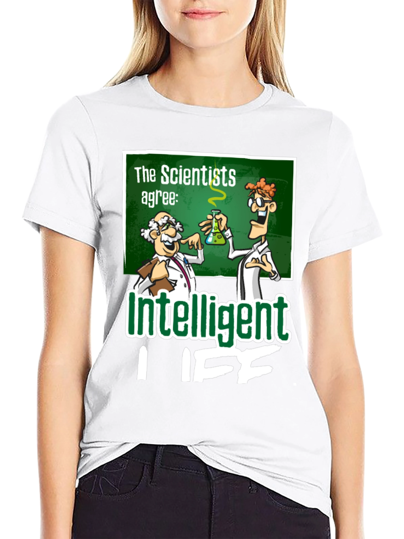 Black Intelligent Life Graphic Tee - Science Humor T-Shirt view 9