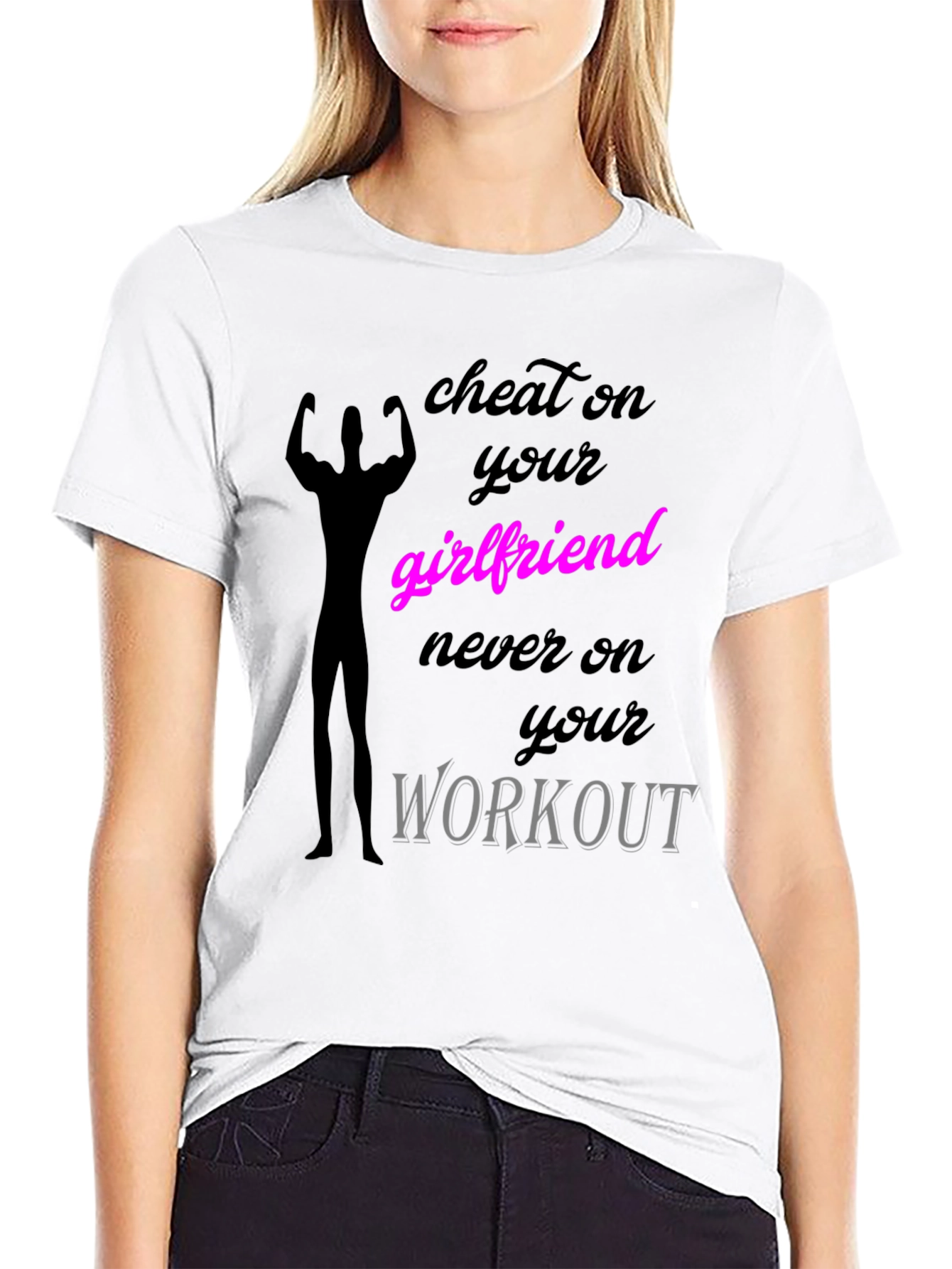 Black Cheat on Your Girlfriend Workout T-Shirt view 9