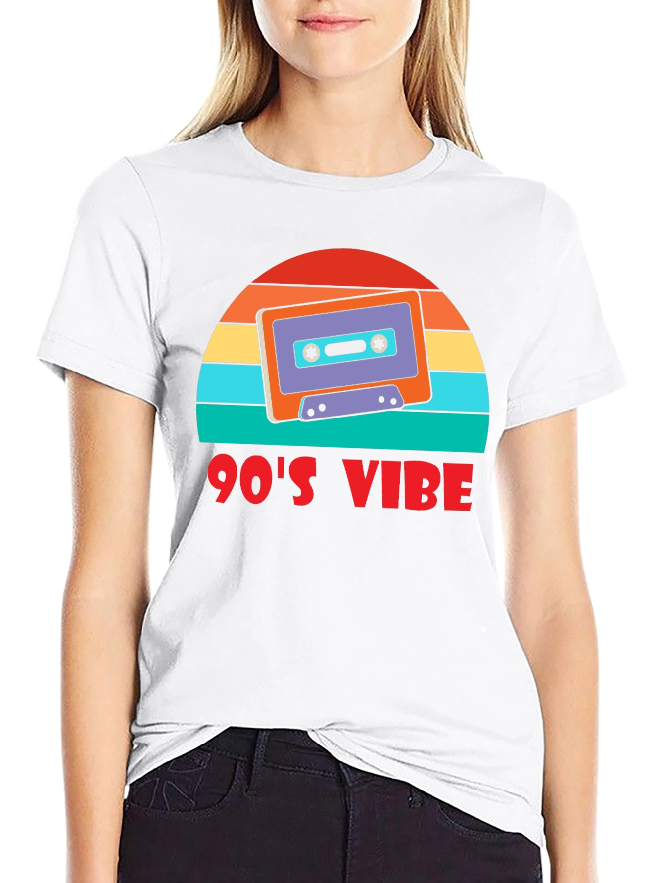 Black 90's Vibe Retro Cassette T-Shirt view 9