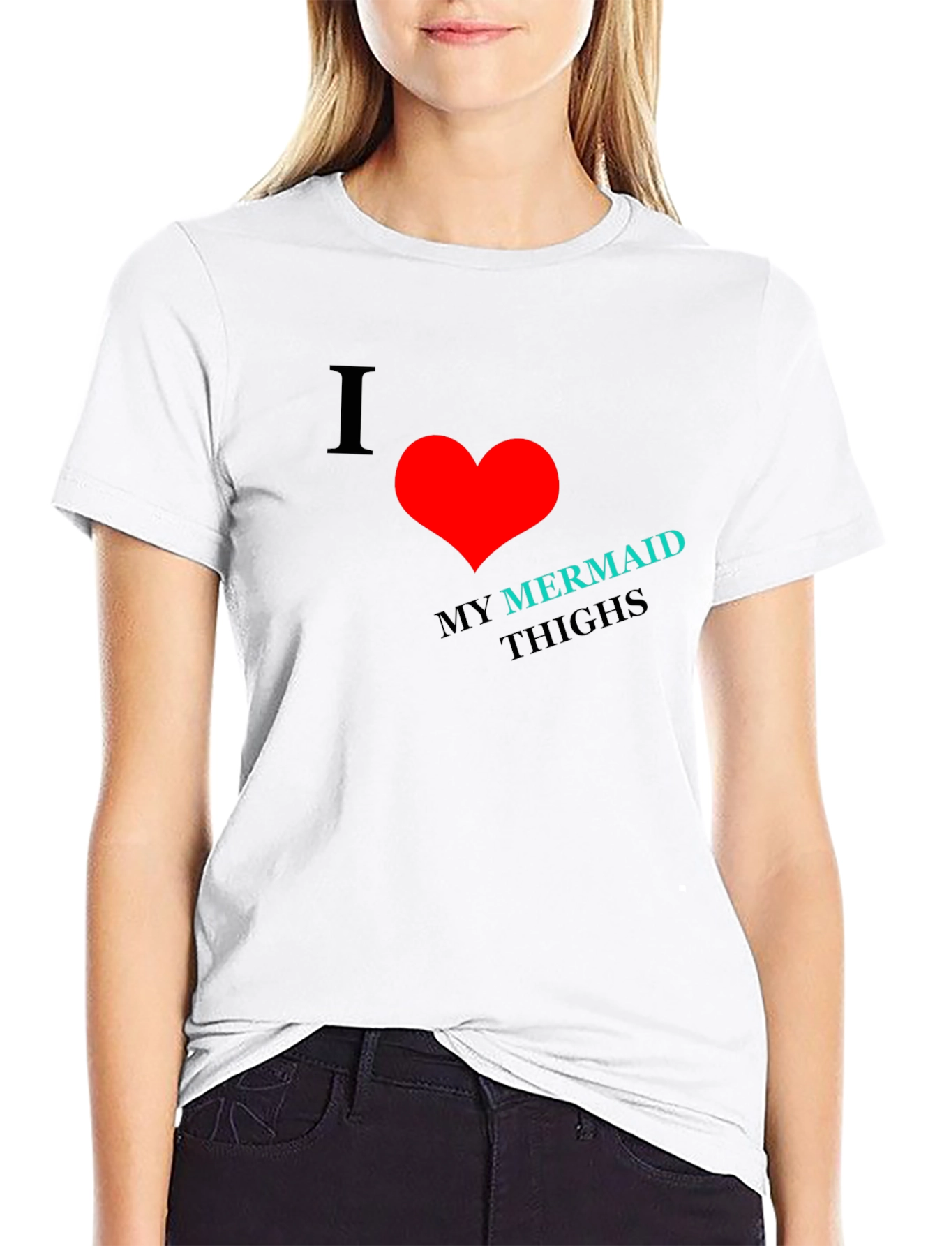Black I Heart Mermaid Thighs Black T-Shirt view 9