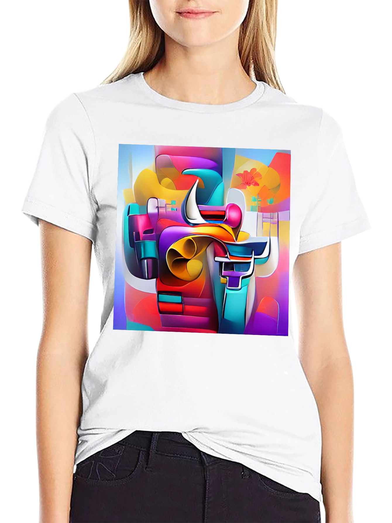 Black Abstract Art Tee - Vibrant Graphic Print view 9
