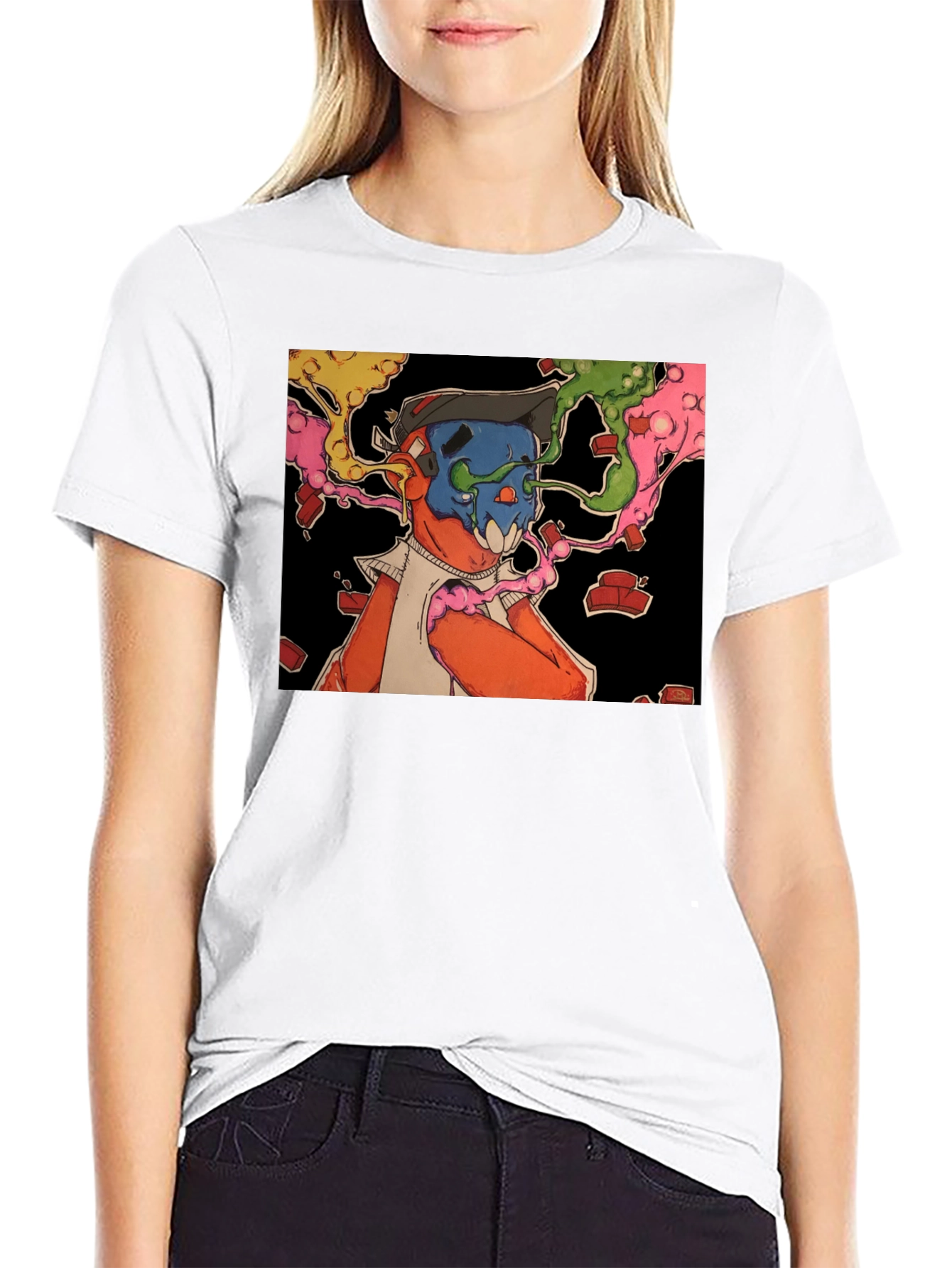 Black Abstract Graphic Print Black T-Shirt view 9