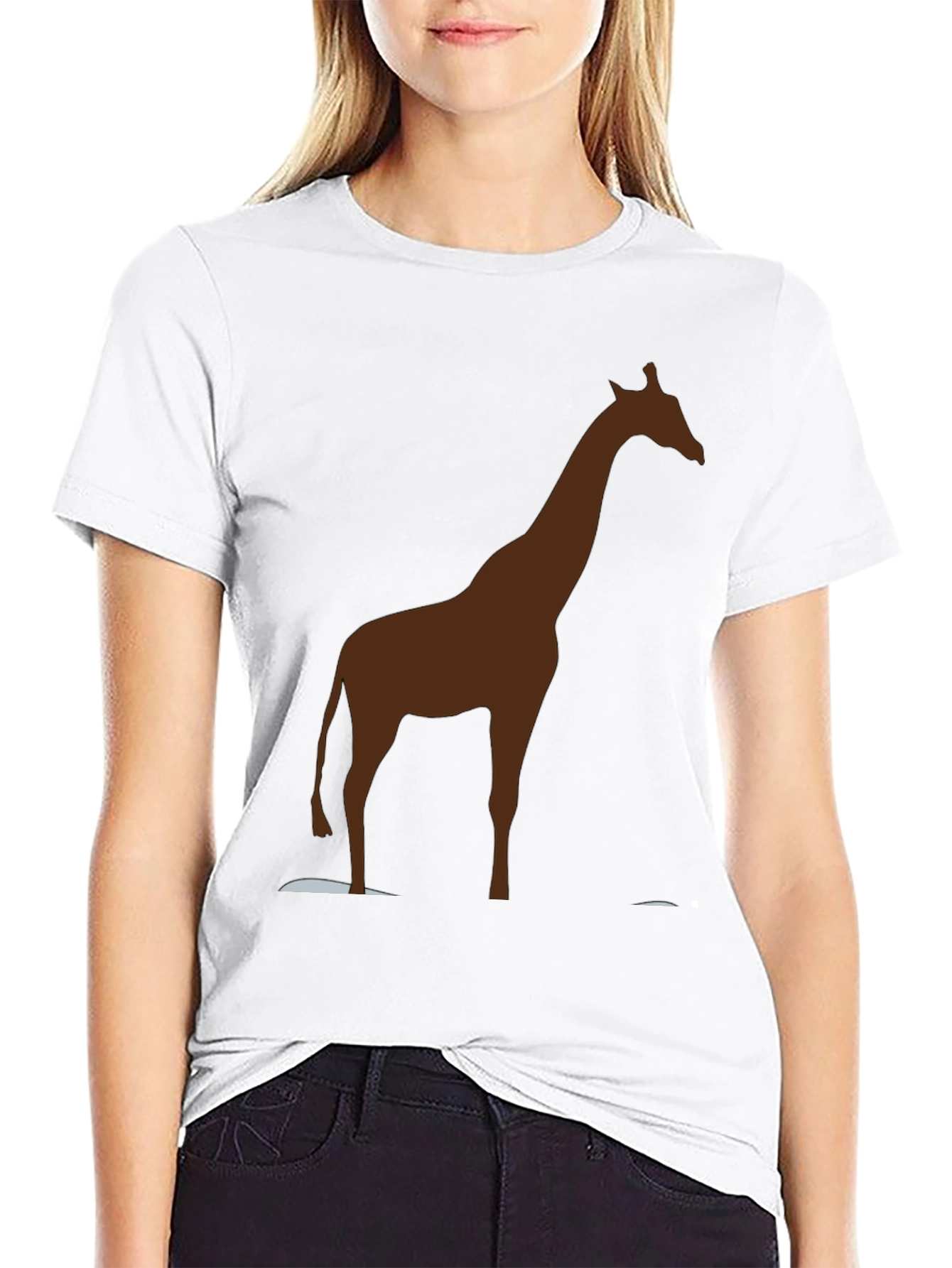 Black Giraffe Silhouette Black T-Shirt view 9