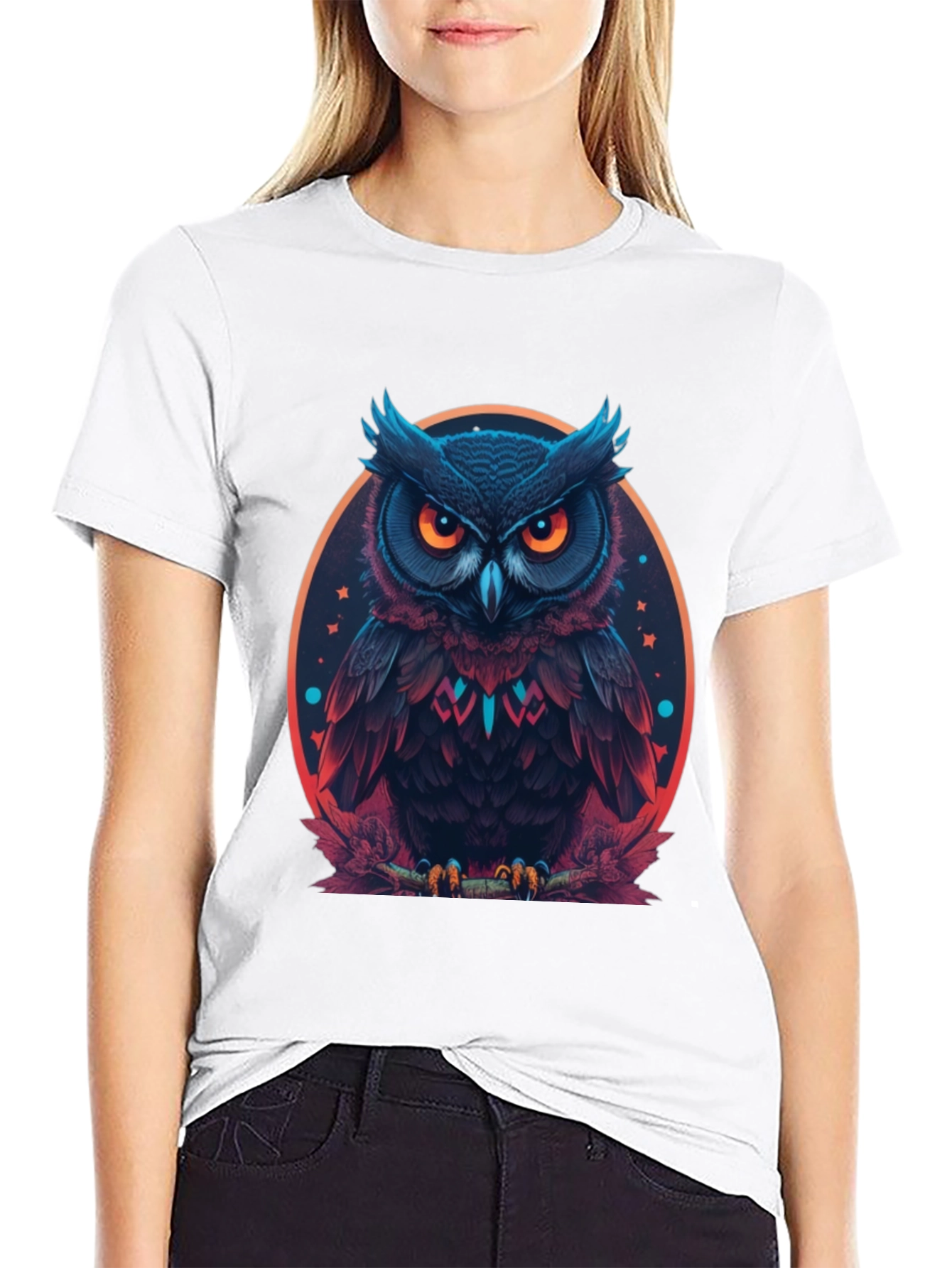 Black Men's Black Owl Graphic Tee view 9