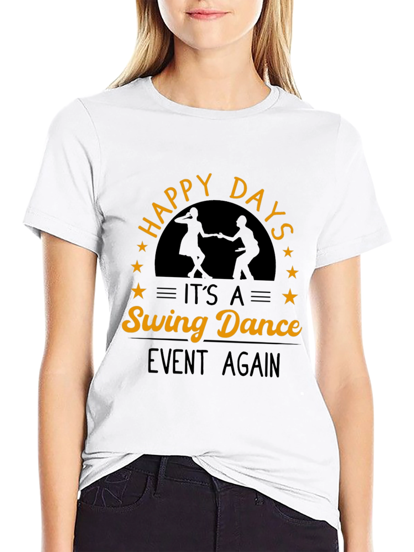 Black Happy Days Swing Dance Event T-Shirt view 9