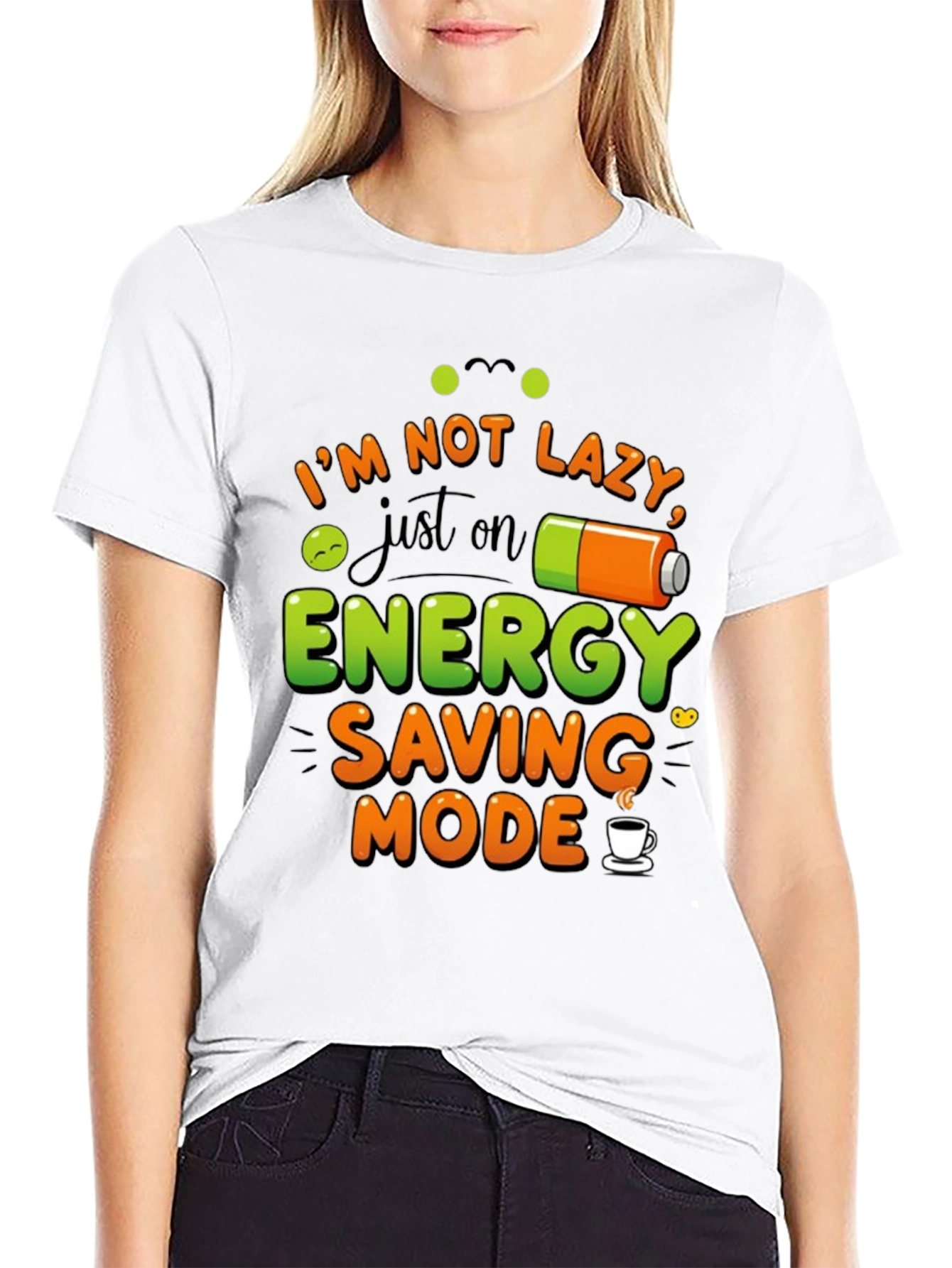 Black Energy Saving Mode Black Graphic T-Shirt view 9