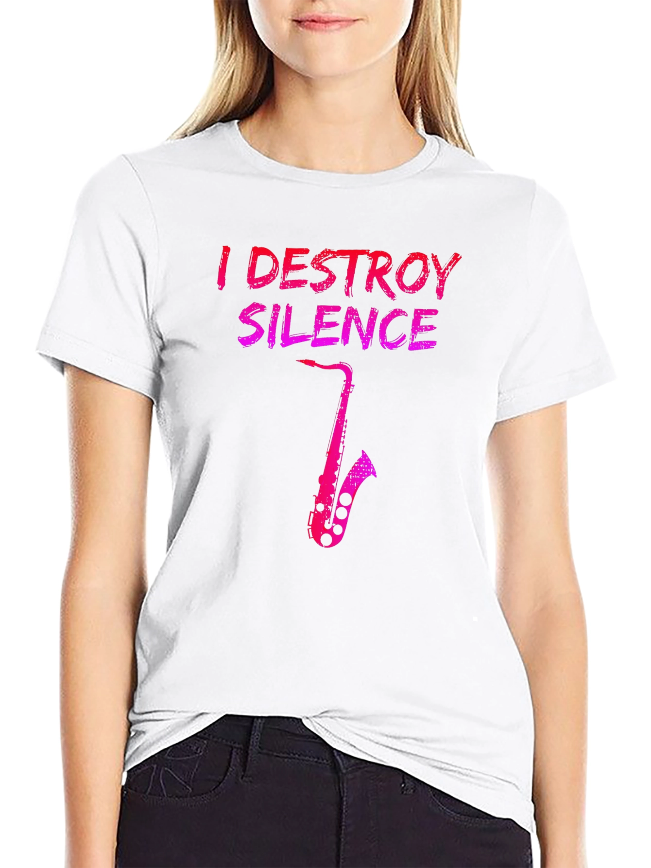 Black I Destroy Silence Saxophone Black T-Shirt view 9