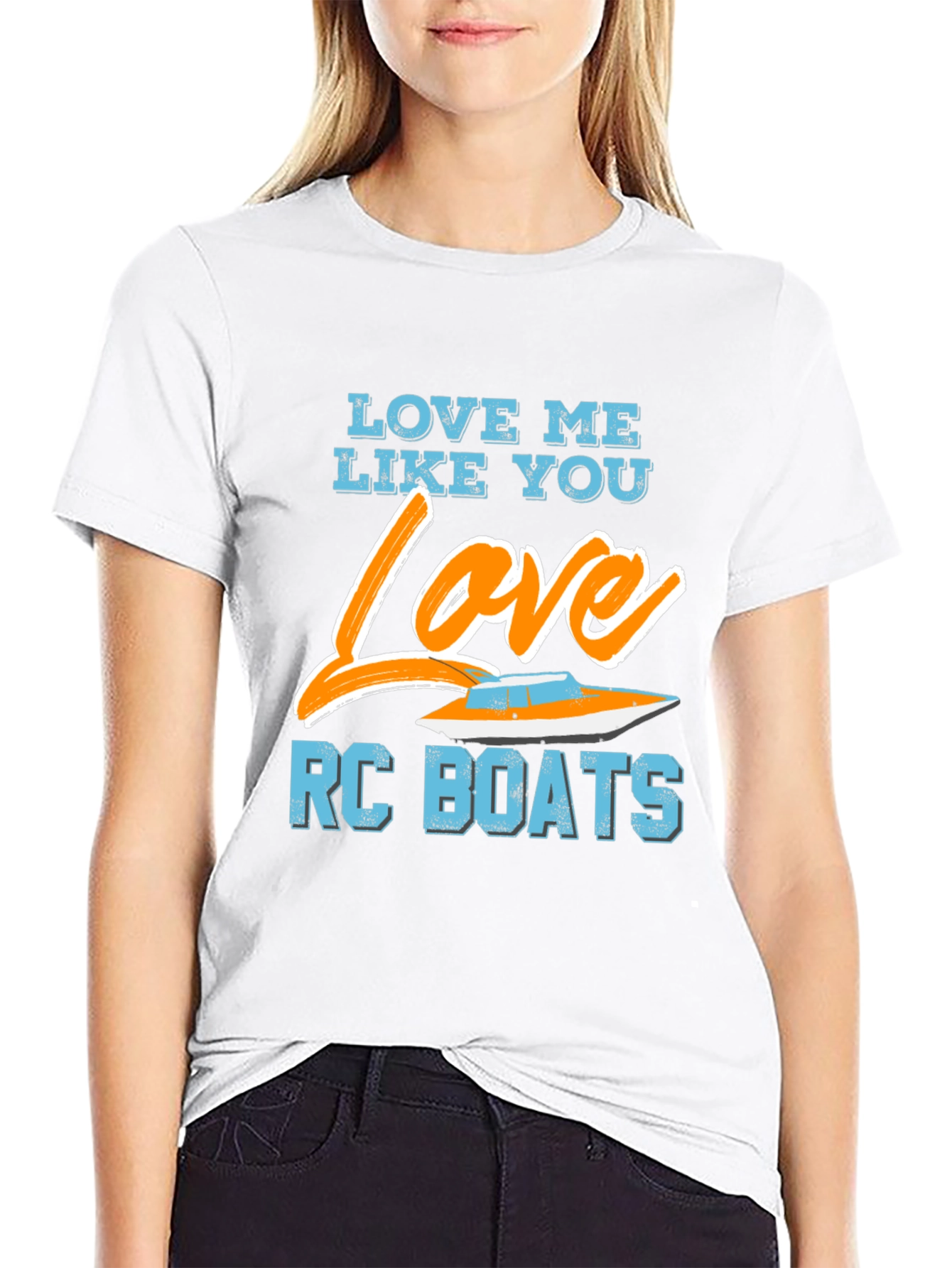 Black Love Me Like You Love RC Boats Graphic T-Shirt view 9