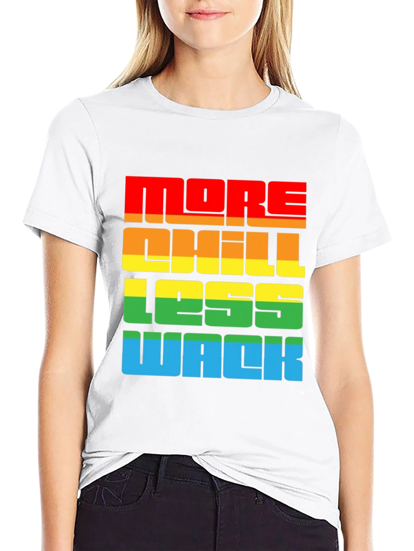 Black More Chill Less Wack Graphic Tee - Colorful Streetwear view 9