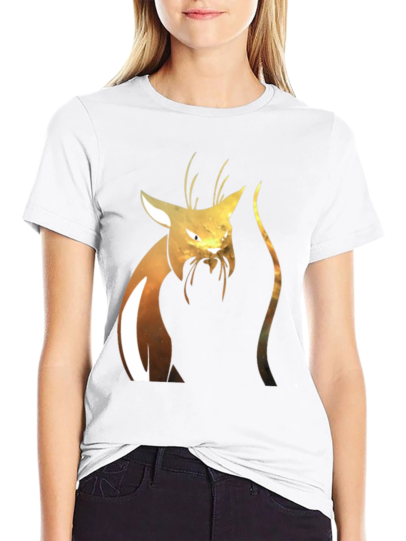 Black Abstract Cat Graphic T-Shirt view 9