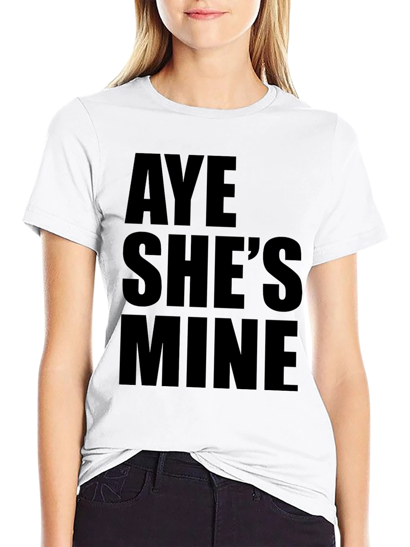 Black Aye She's Mine Men's Black Graphic T-Shirt view 9