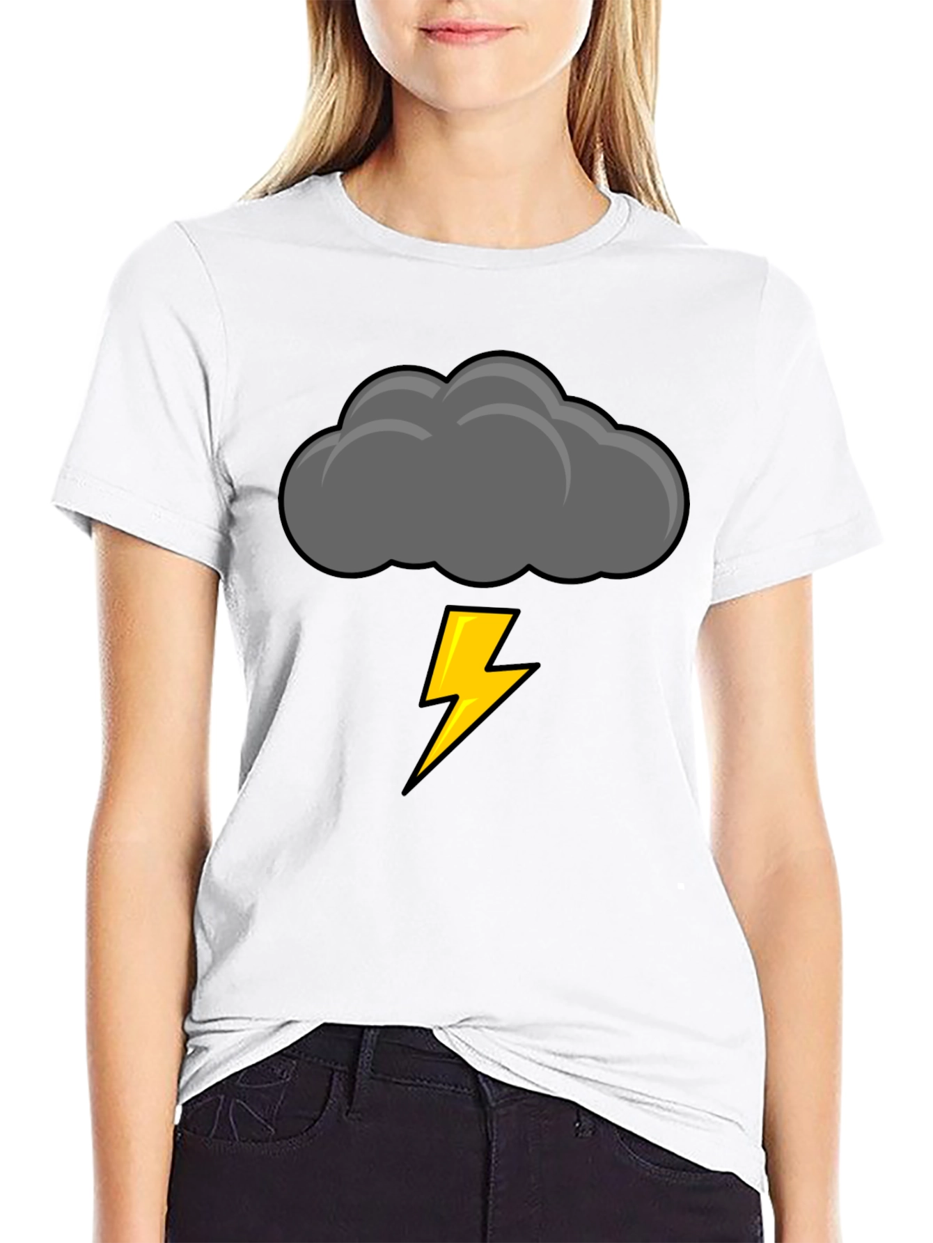 Black Storm Cloud Lightning Bolt Graphic Tee view 9