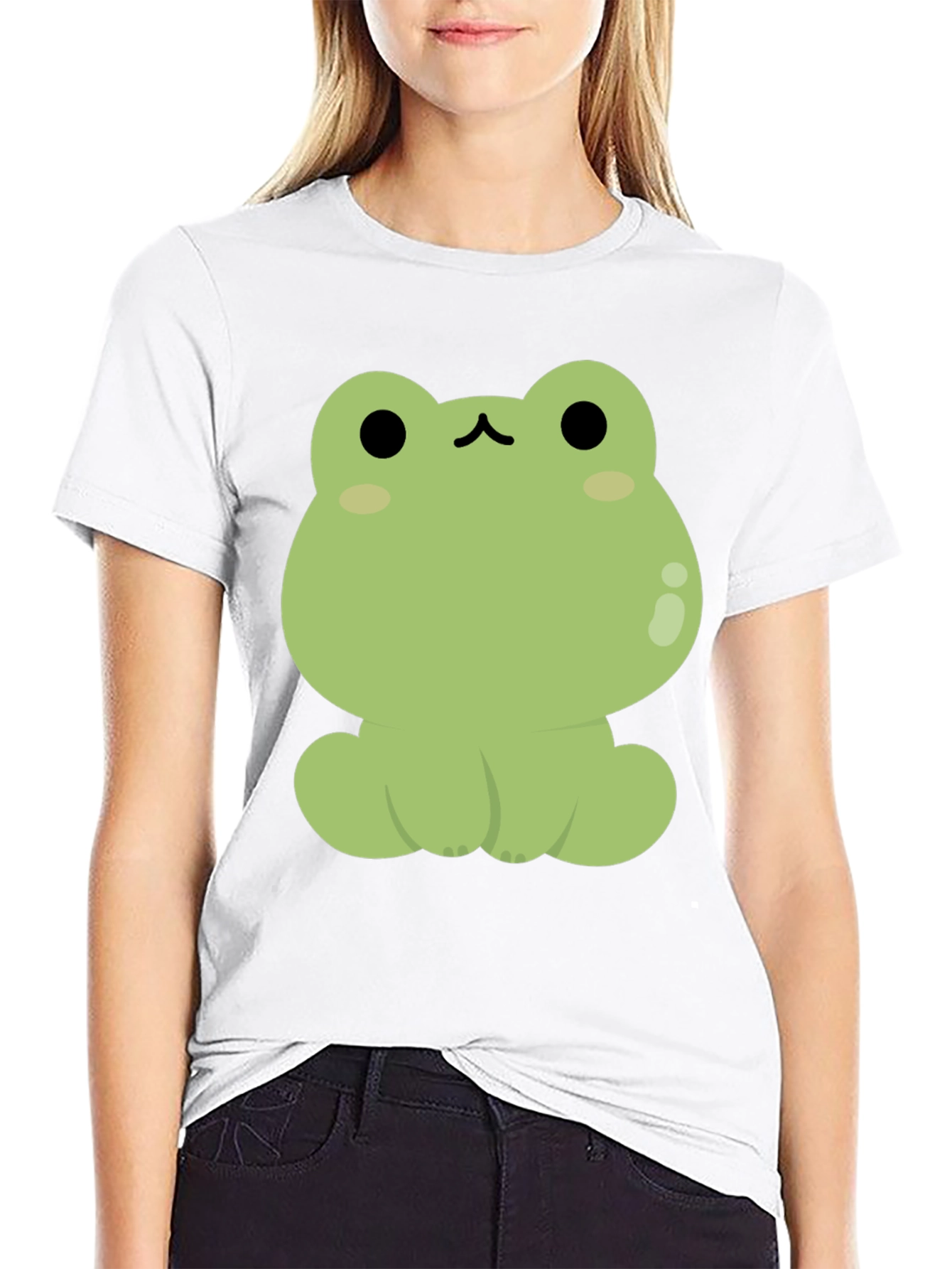 Black Cute Frog Graphic Black T-Shirt view 9