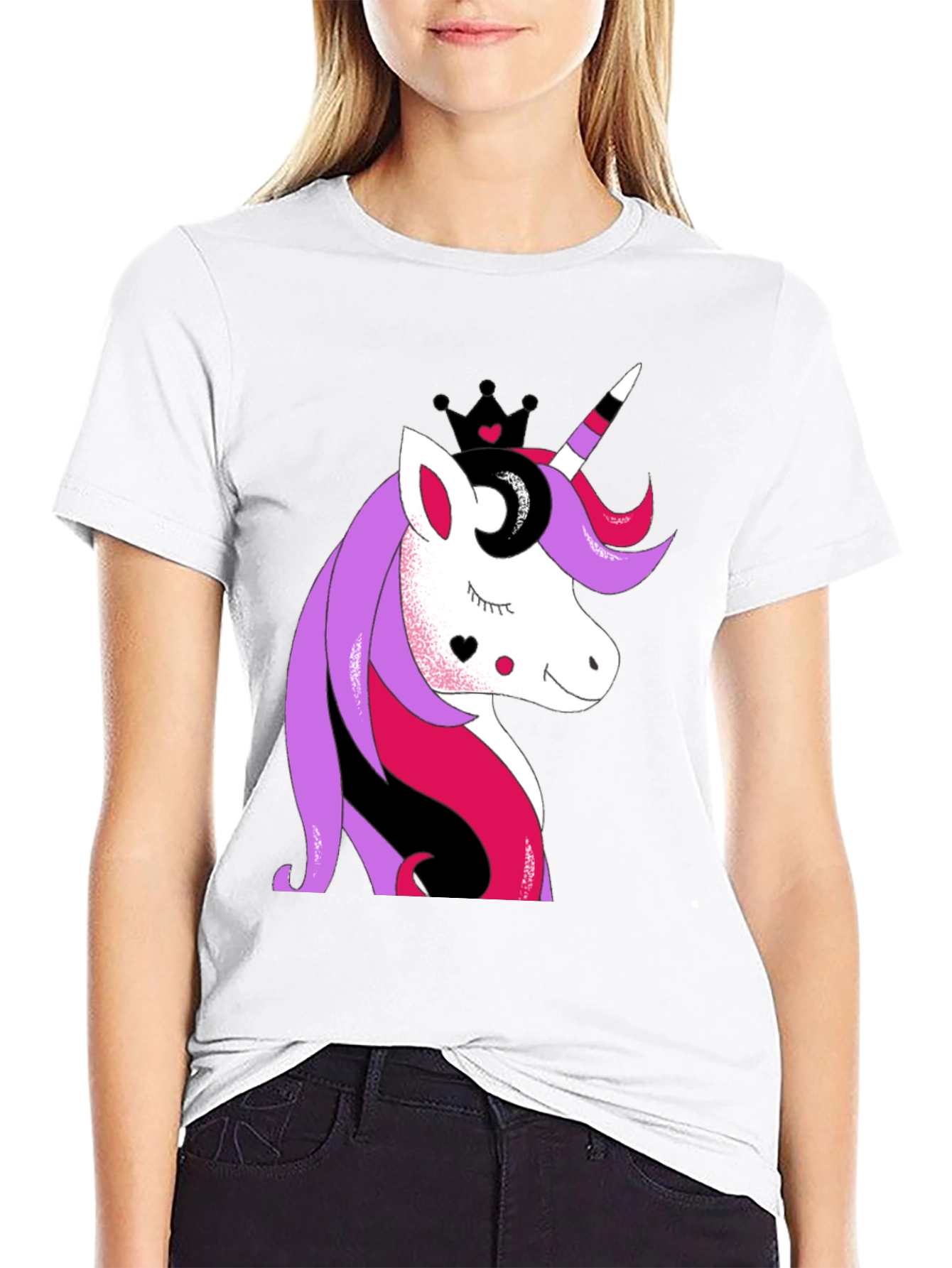 Black Unicorn Crown Graphic T-Shirt - Stylish and Fun view 9