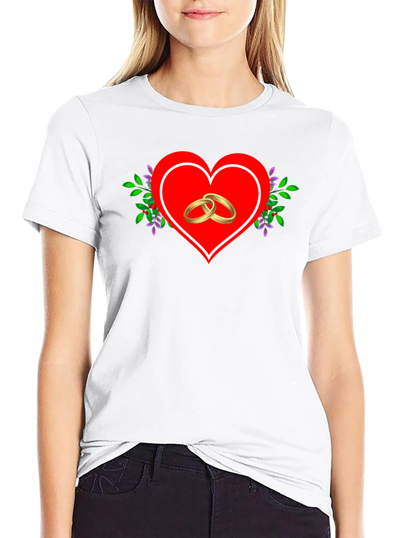 Black Heart & Rings Graphic Tee - Black Casual Shirt view 9