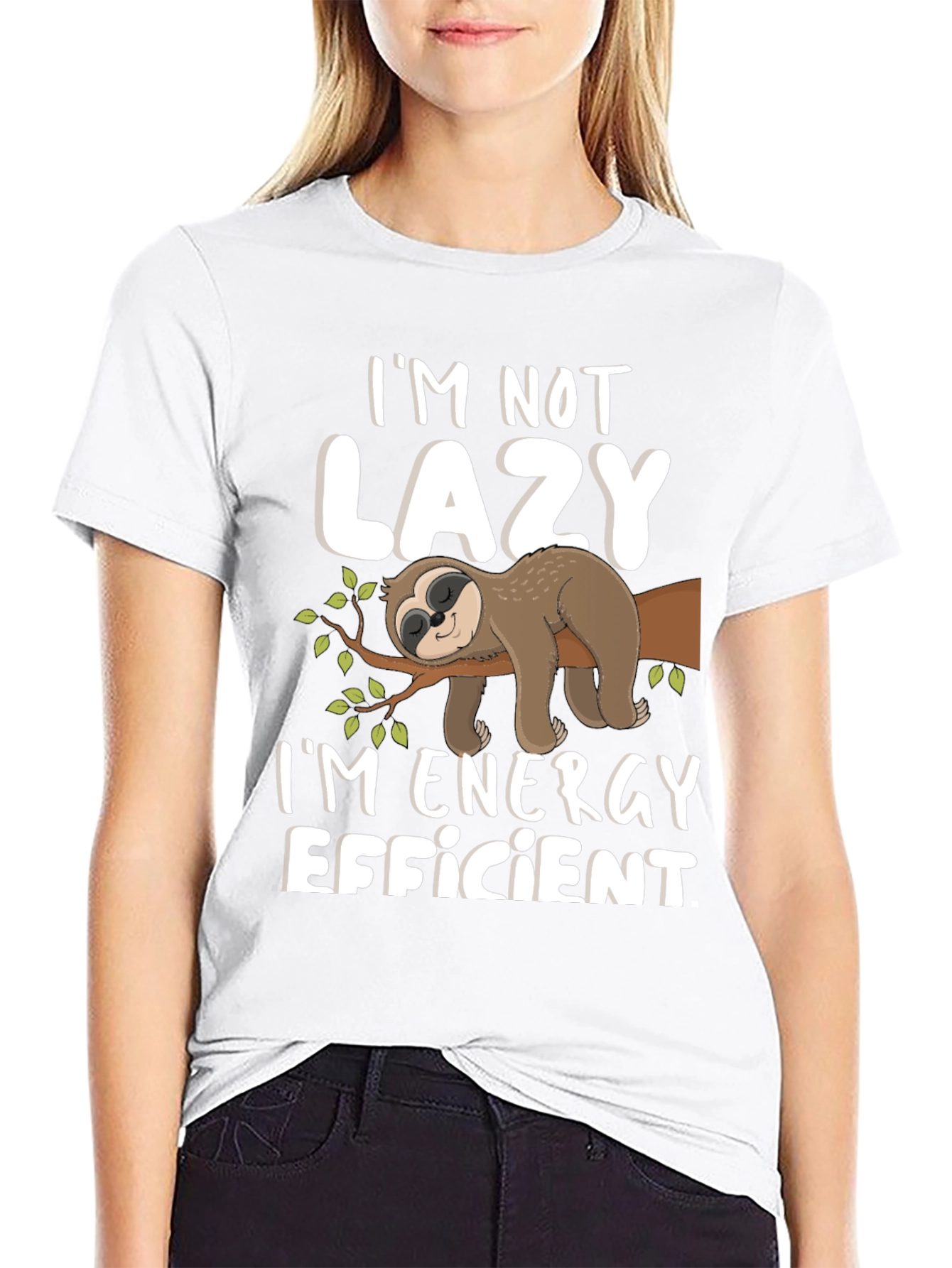 Black I'm Not Lazy Sloth T-Shirt view 9