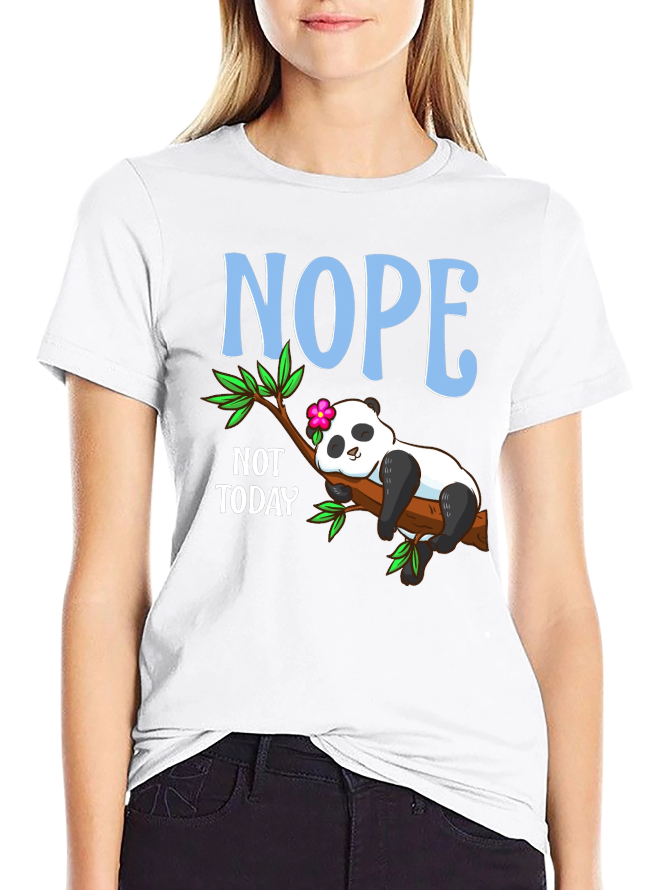 Black Nope Not Today Panda T-Shirt view 9