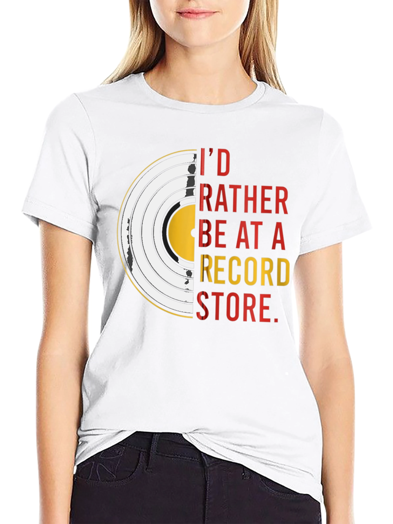 Black I'd Rather Be At A Record Store T-Shirt view 9