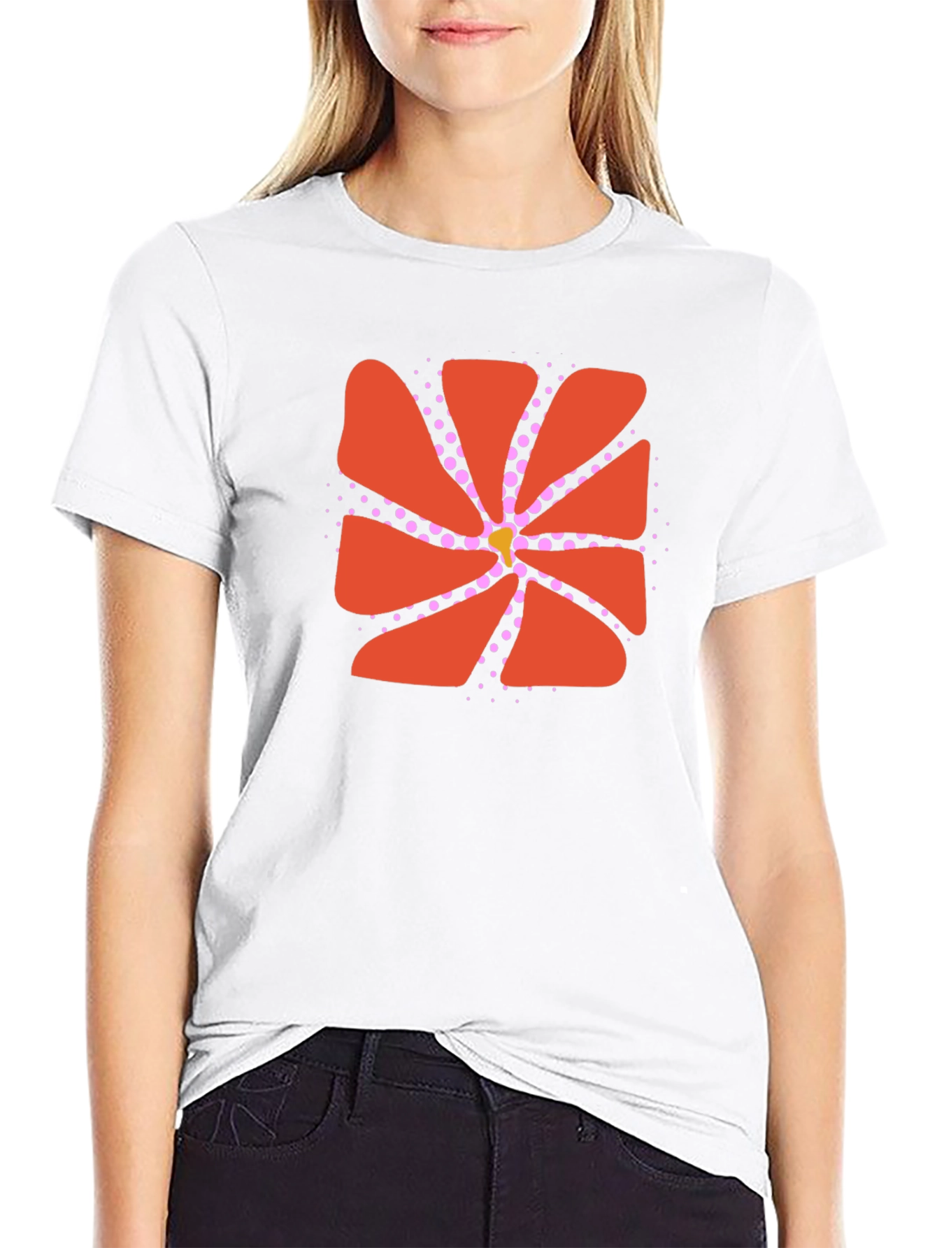 Black Abstract Flower Graphic Black Tee view 9