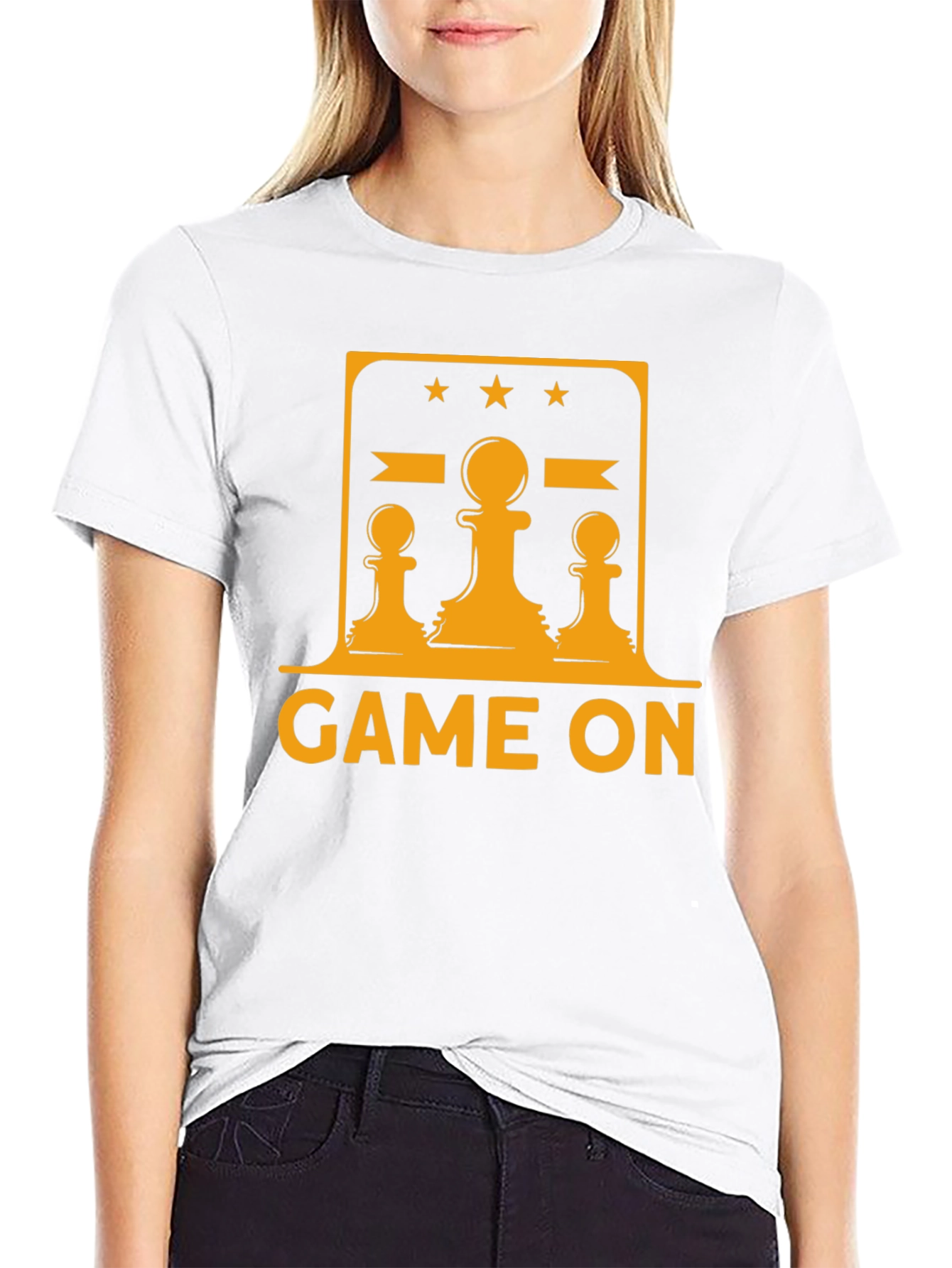 Black Game On Chess Graphic Tee - Black Cotton T-Shirt view 9