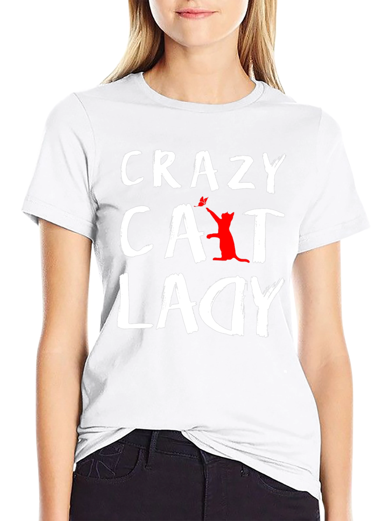 Black Crazy Cat Lady T-Shirt - Unisex Graphic Tee view 9