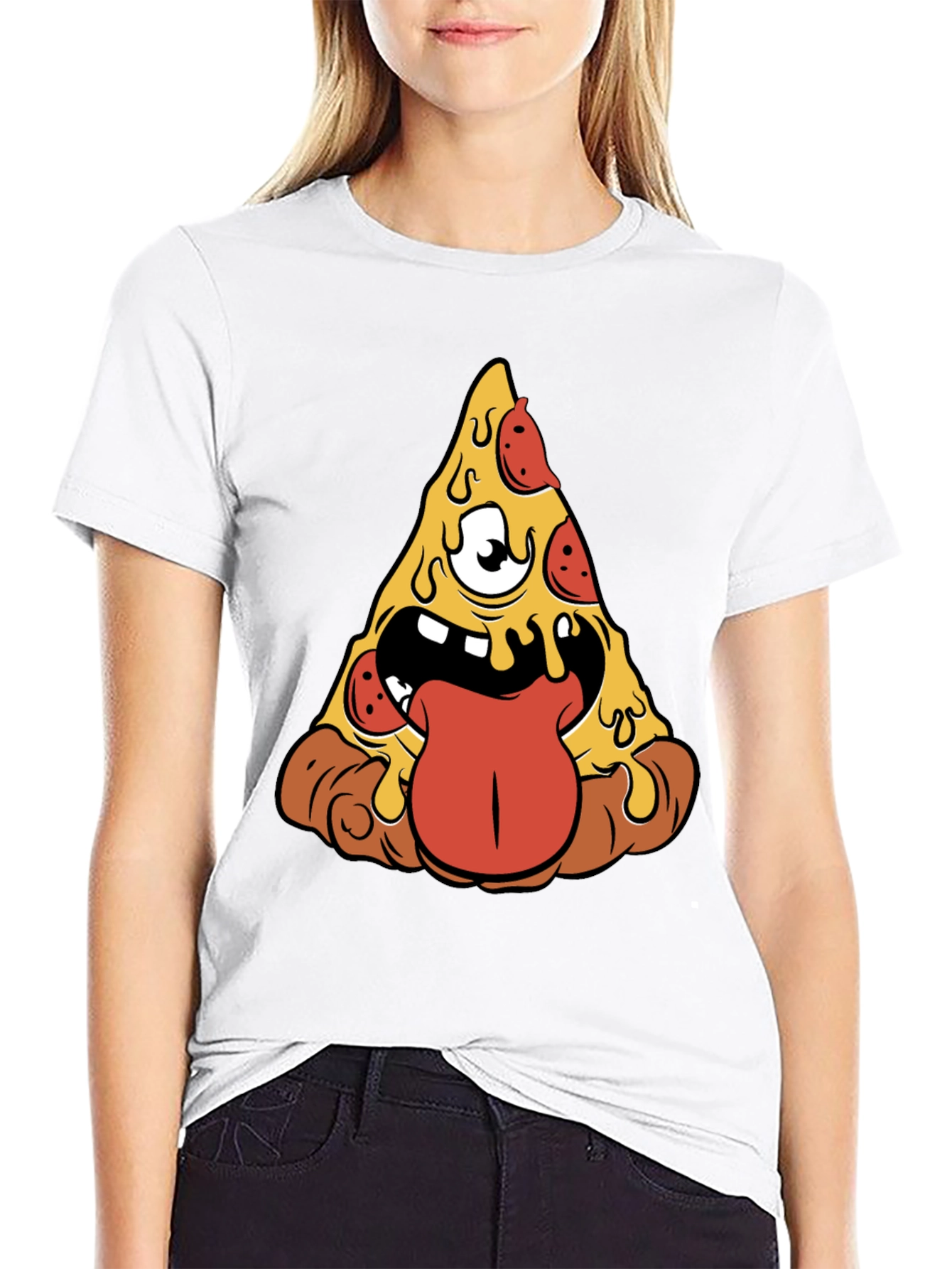 Black Pizza Monster Graphic Tee - Black Short Sleeve view 9